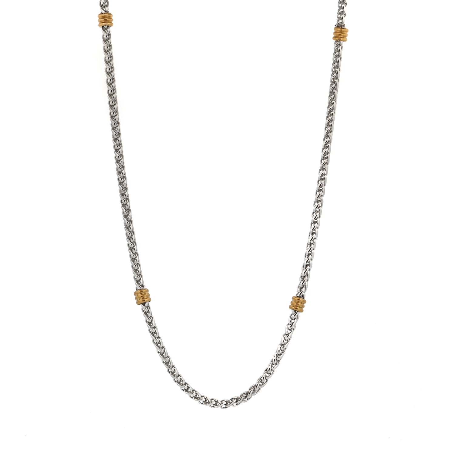 Ebru Jewelry Men's Gold / Silver Silver & Gold Design Chain Necklace - Silver
