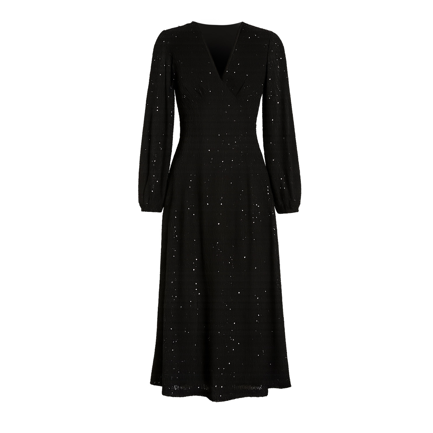 Yumi Women's  Black Sequin Long Sleeve Midi Dress In Black
