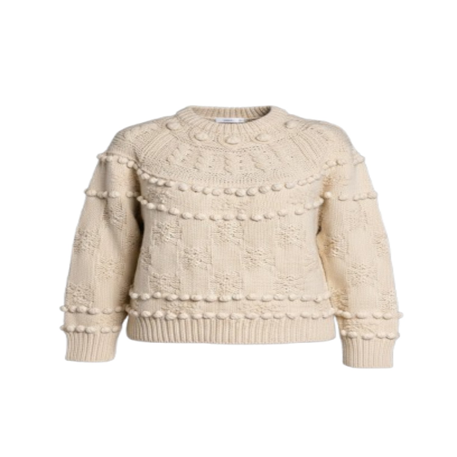 Saachi Women's White Textured Pom Pom Sweater