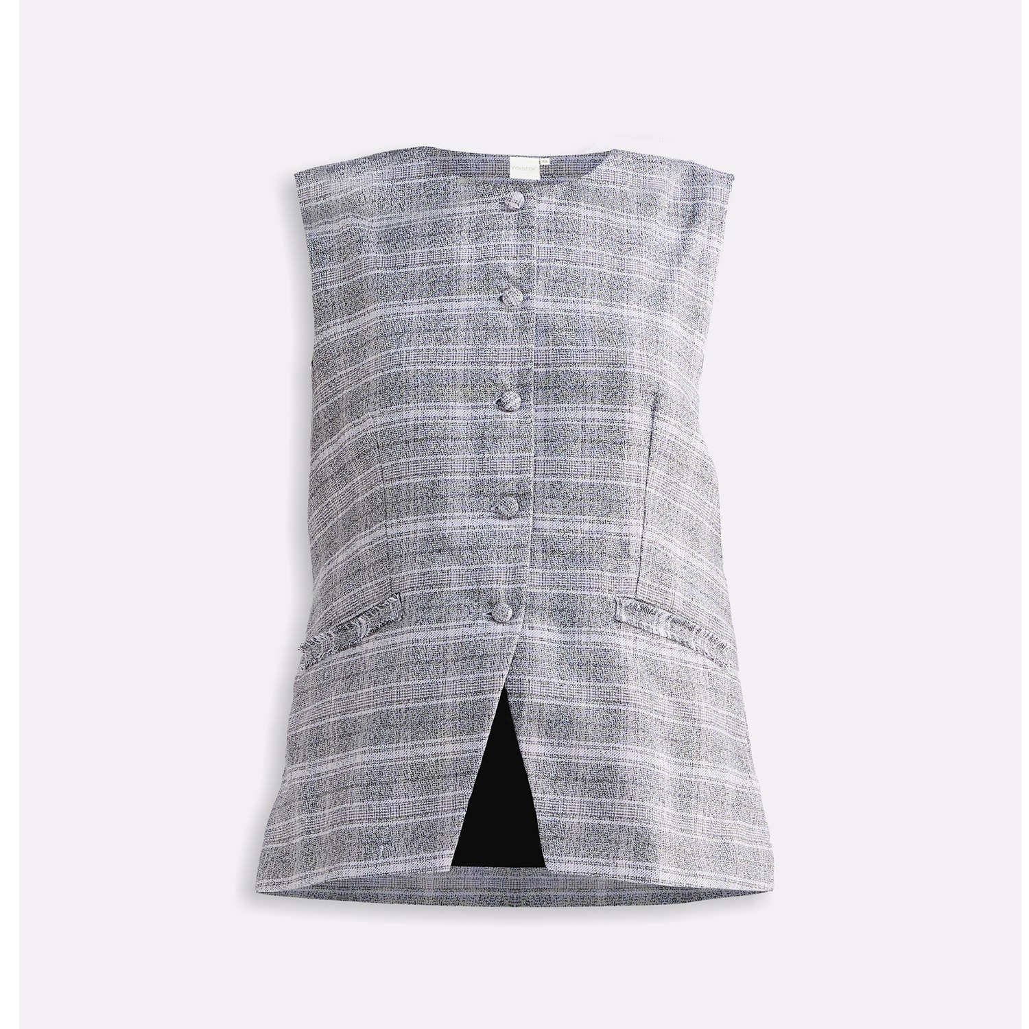 Reistor Cotton Tweed Vest Jacket Set In Grey
