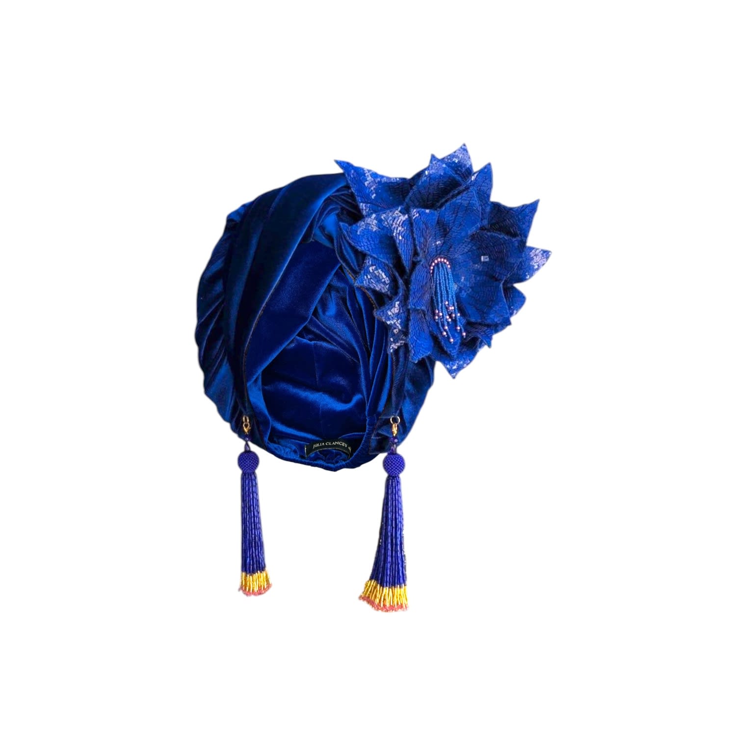 Julia Clancey Women's Blue Cha Cha Cha Boom Electric Luxe Velour Turban