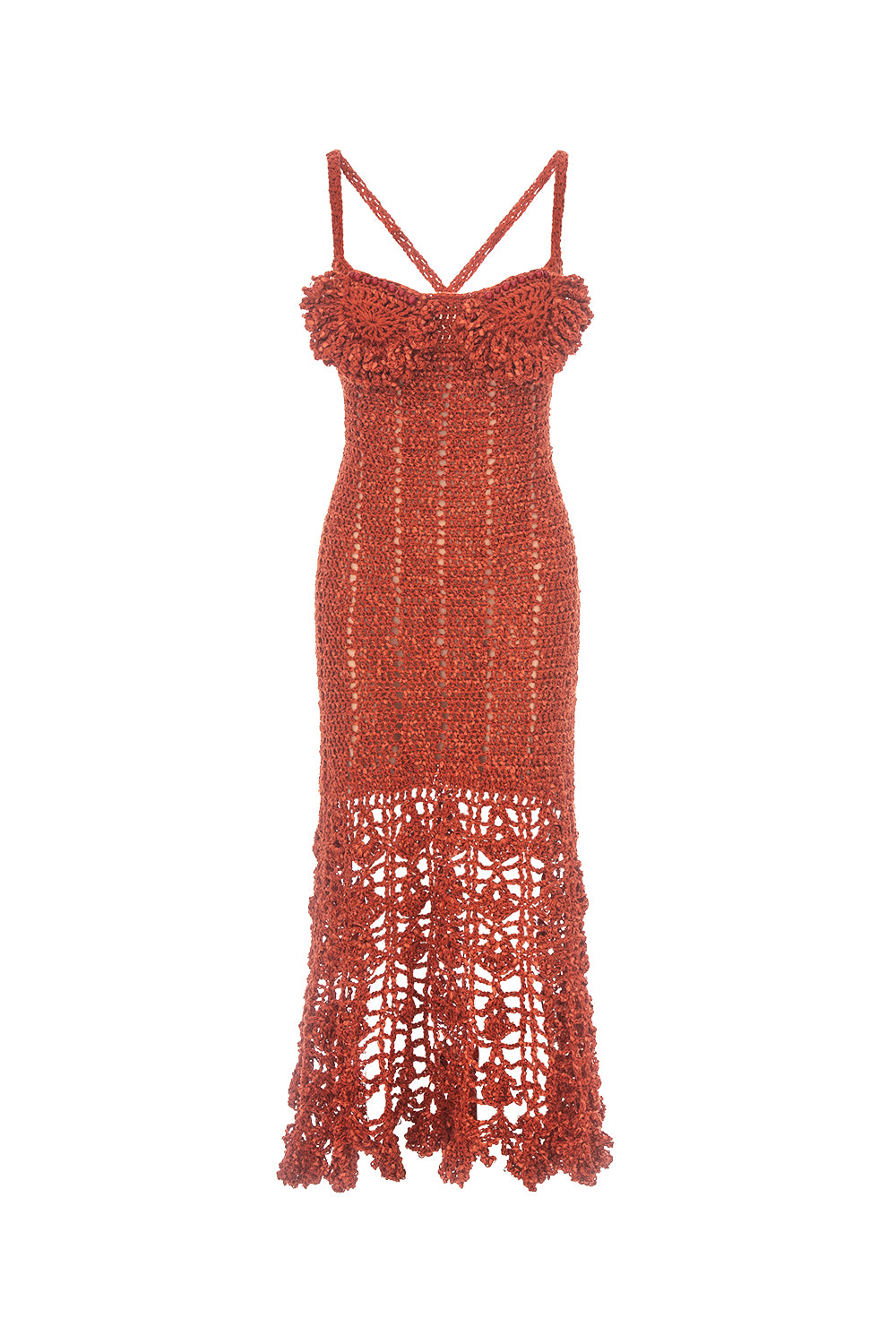 ANDREEVA |Chrysanthemum Terracotta Handmade Crochet Dress S / Orange