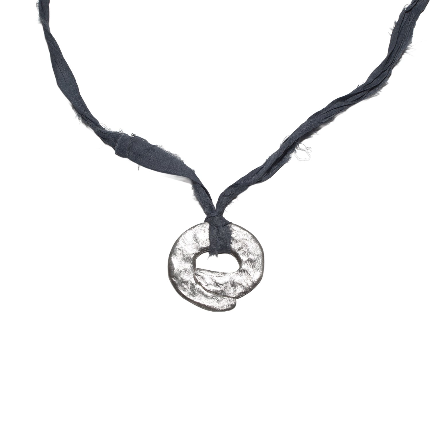 Studio Solíz Women's Blue Río Hand Sculpted Silver Pendant On Silk Ribbon