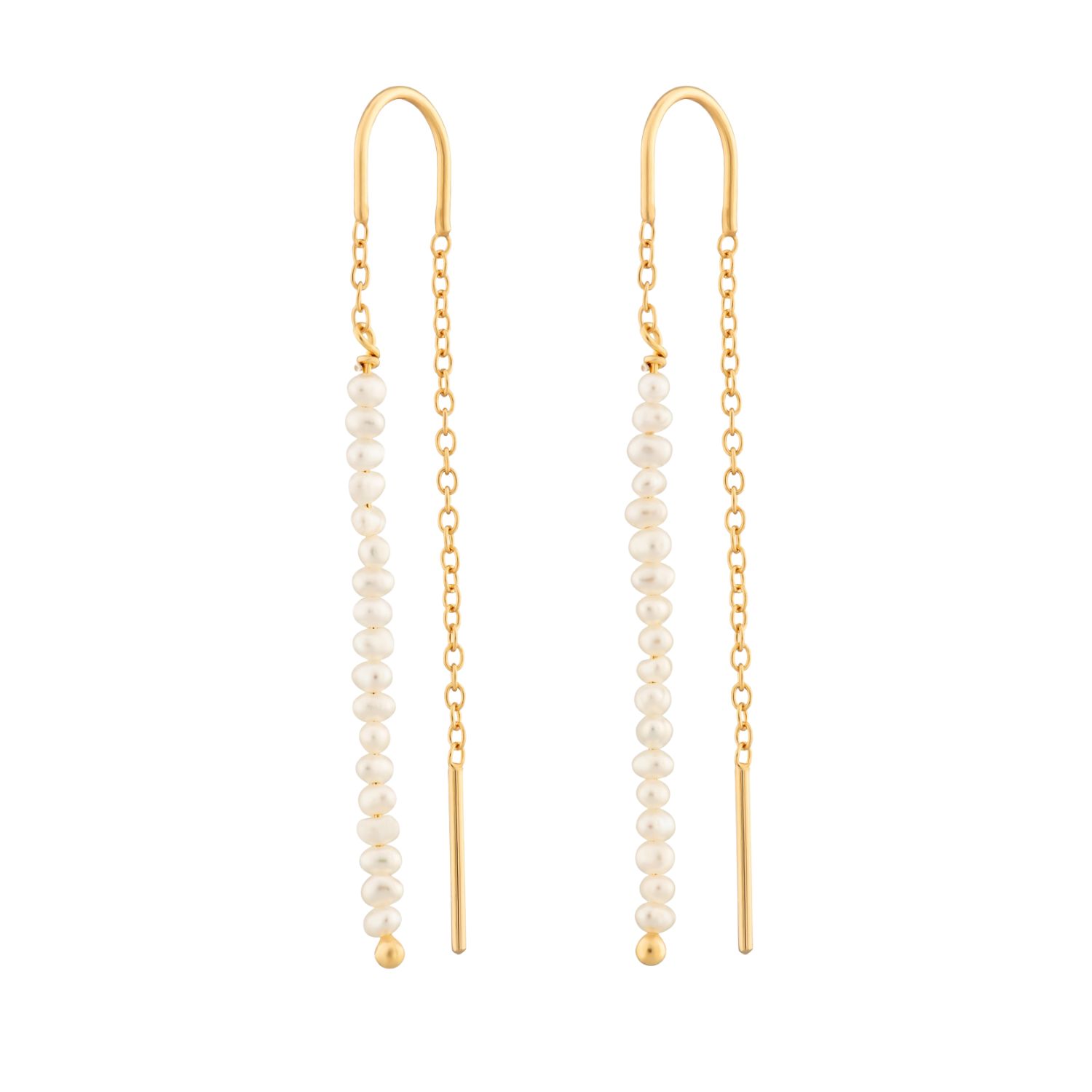 Scream Pretty Women's White / Gold Gold Pearl Threader Earrings