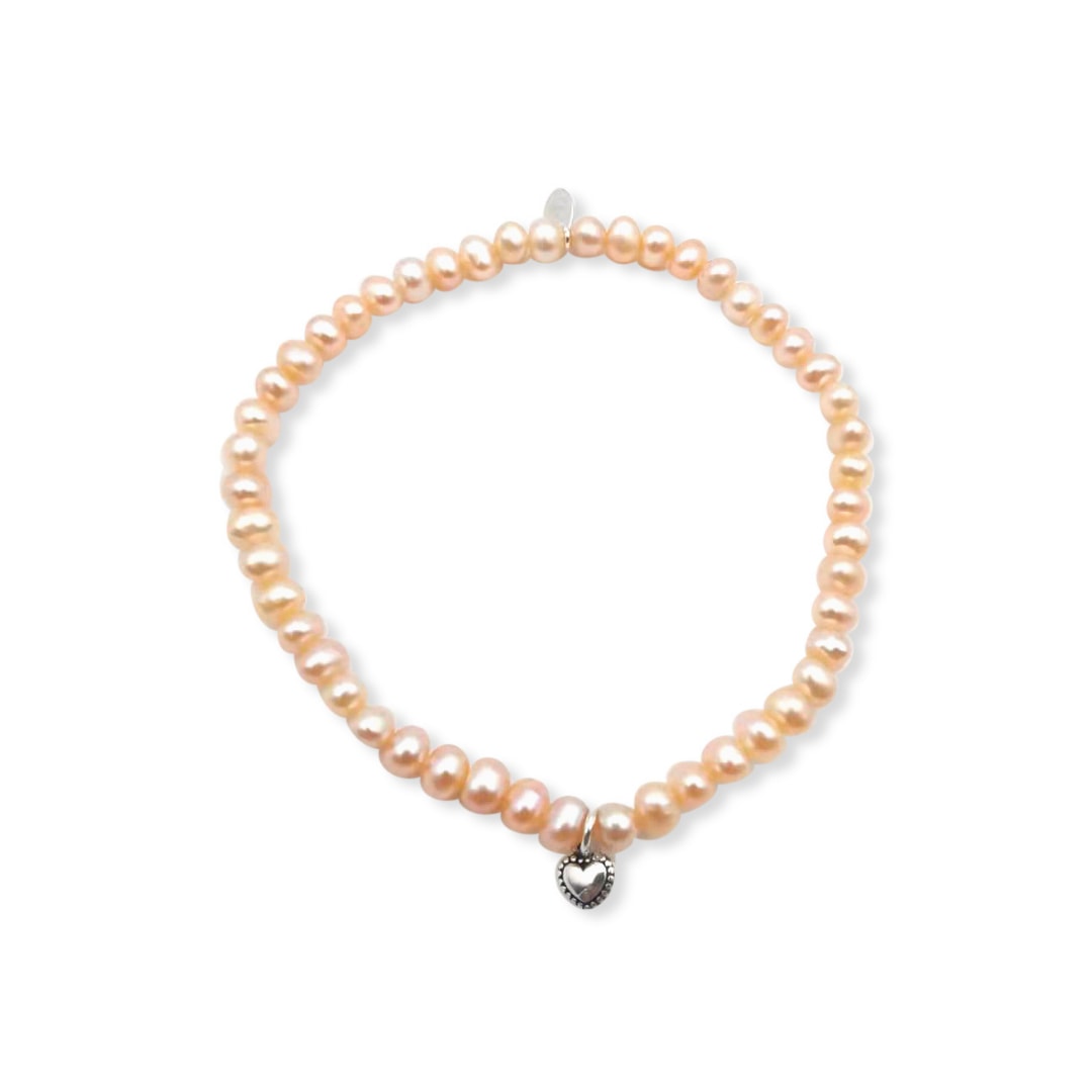 Fv Jewellery Women's Orange La Pierre Pink Fresh Water Pearl Stretchy Bracelet In Orange