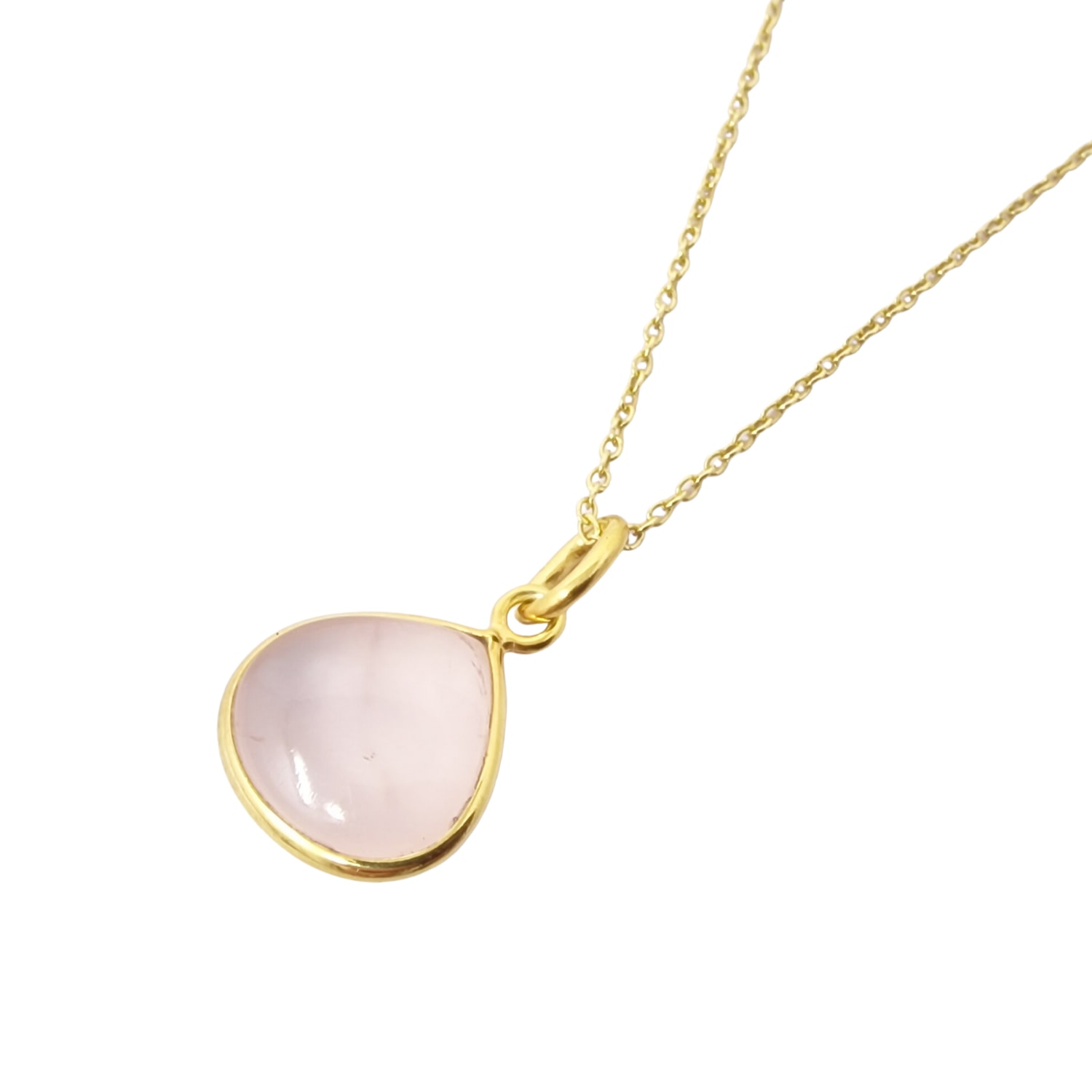 Women’s Pink / Purple Gold Vermeil Plated Rose Quartz October Birthstone Pendant Necklace Harfi