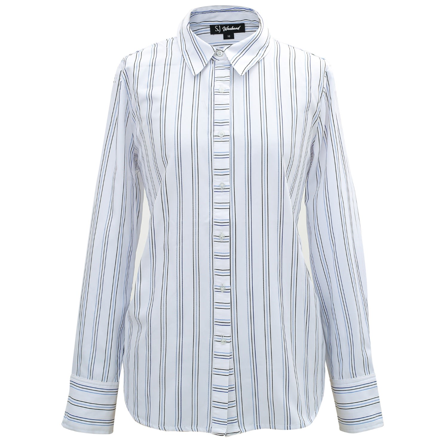Smart And Joy Women's White Classic Strip Shirt In White