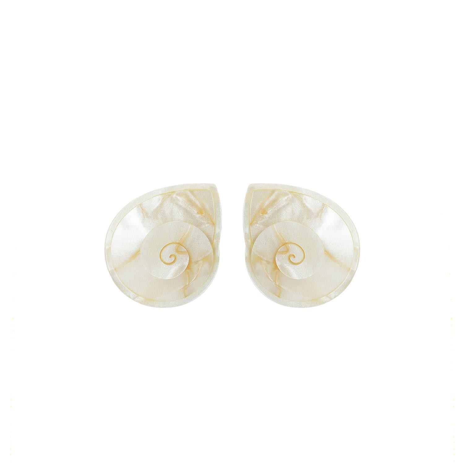 Gissa Bicalho Women's Neutrals Handmade Earring Spiral Shell Nacre In White