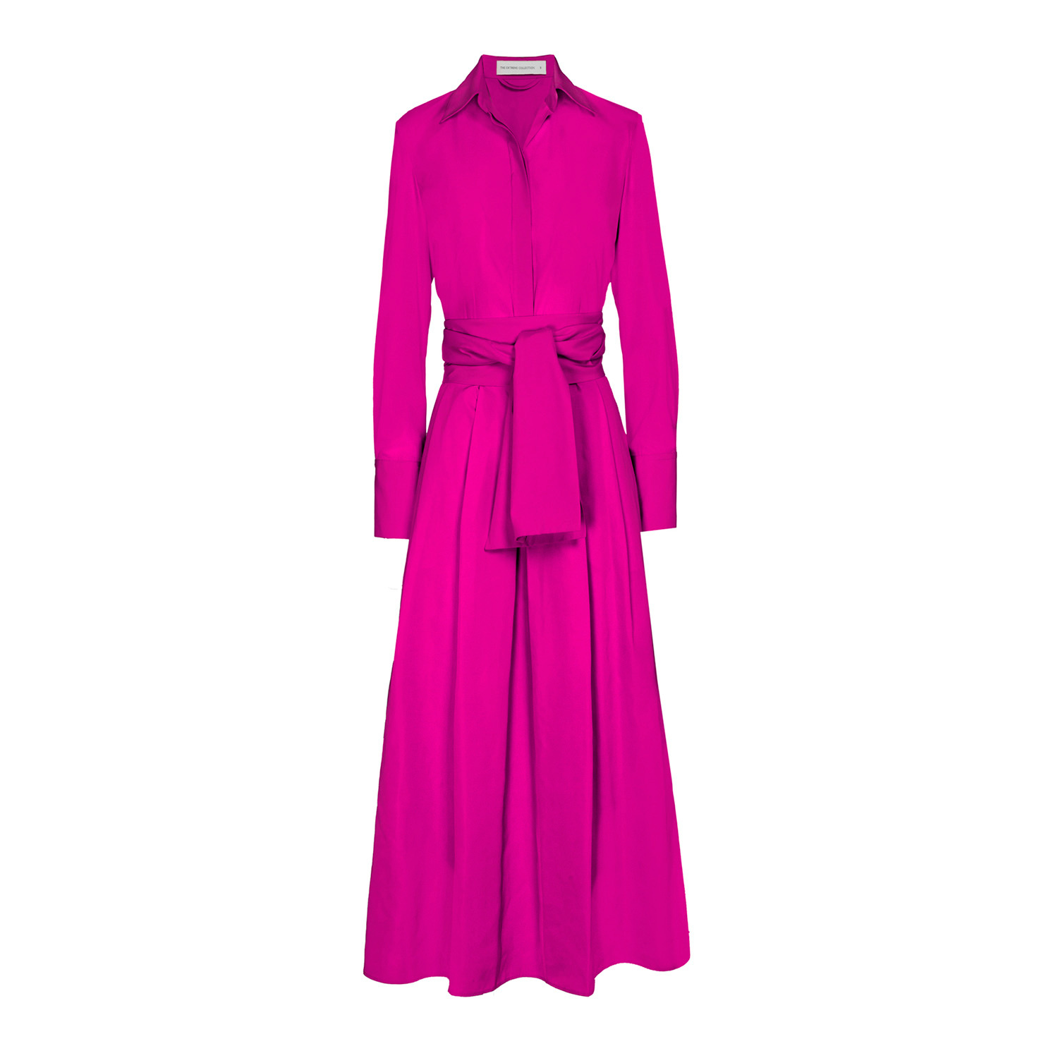 The Extreme Collection Women's Pink / Purple Cornelia Solid Fuchsia Belted Midi Dress With Tie Belt