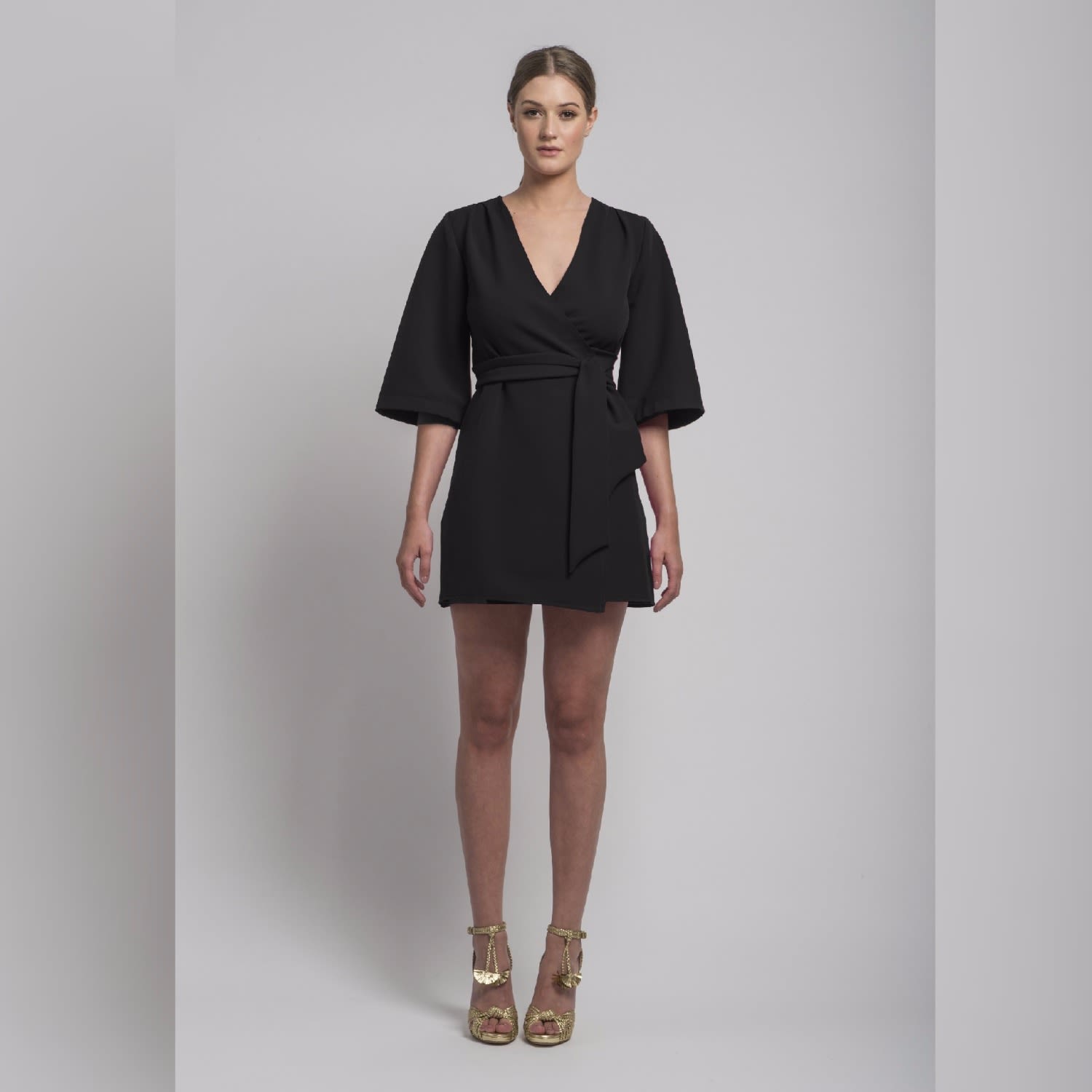 Livisa Wrap Kimono Dress in Black