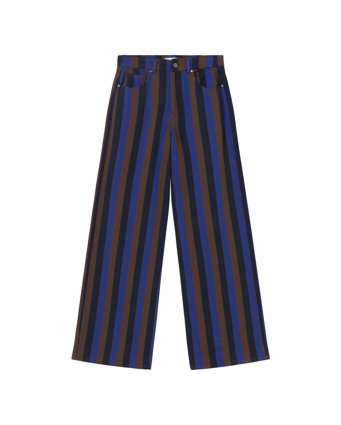 Thinking Mu Women's Blue Striped Wide Leg Totenham Hedda Pants In Blue