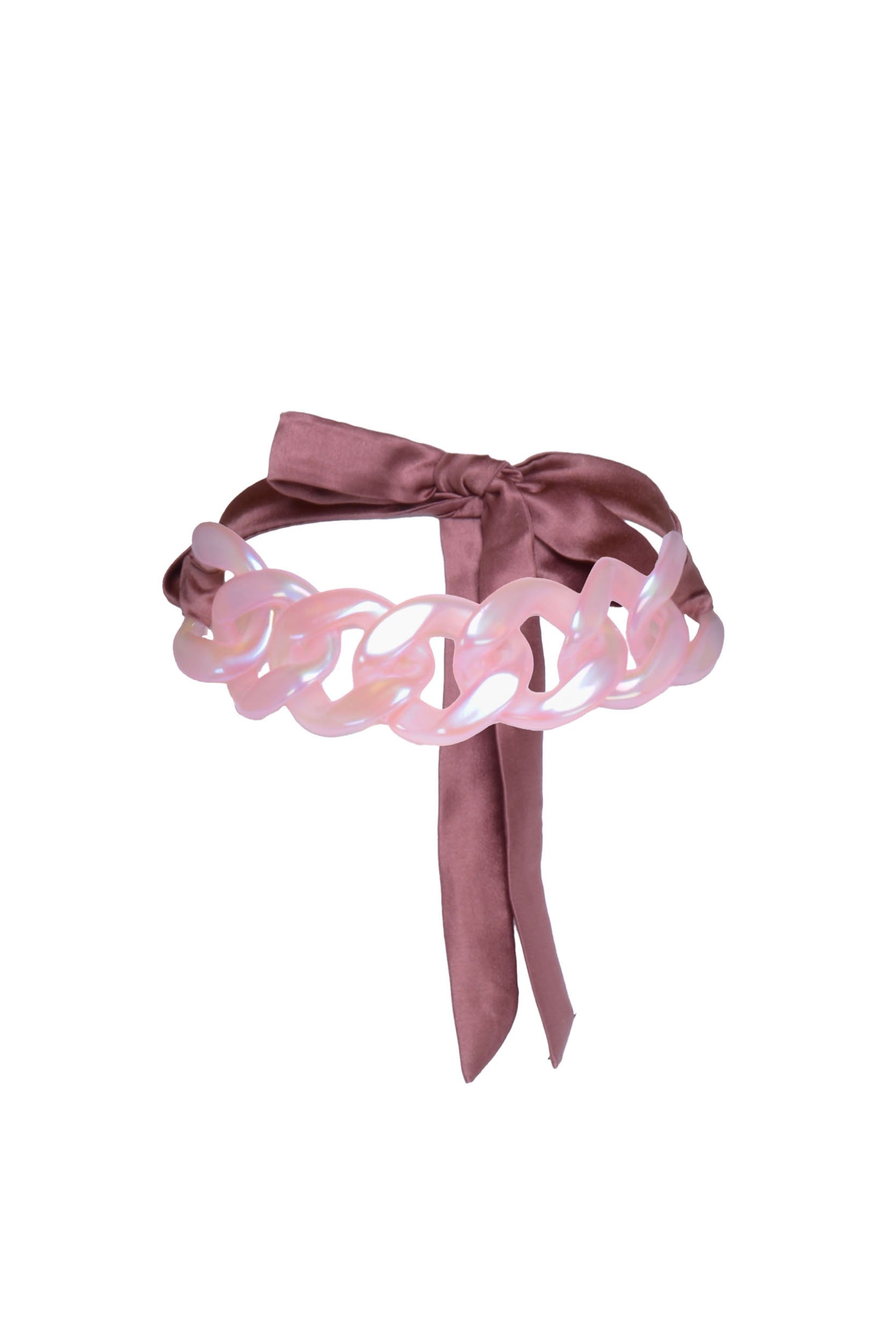Women's Pink Basia Necklace Acrylic Chain + Silk | Natalia Petruch