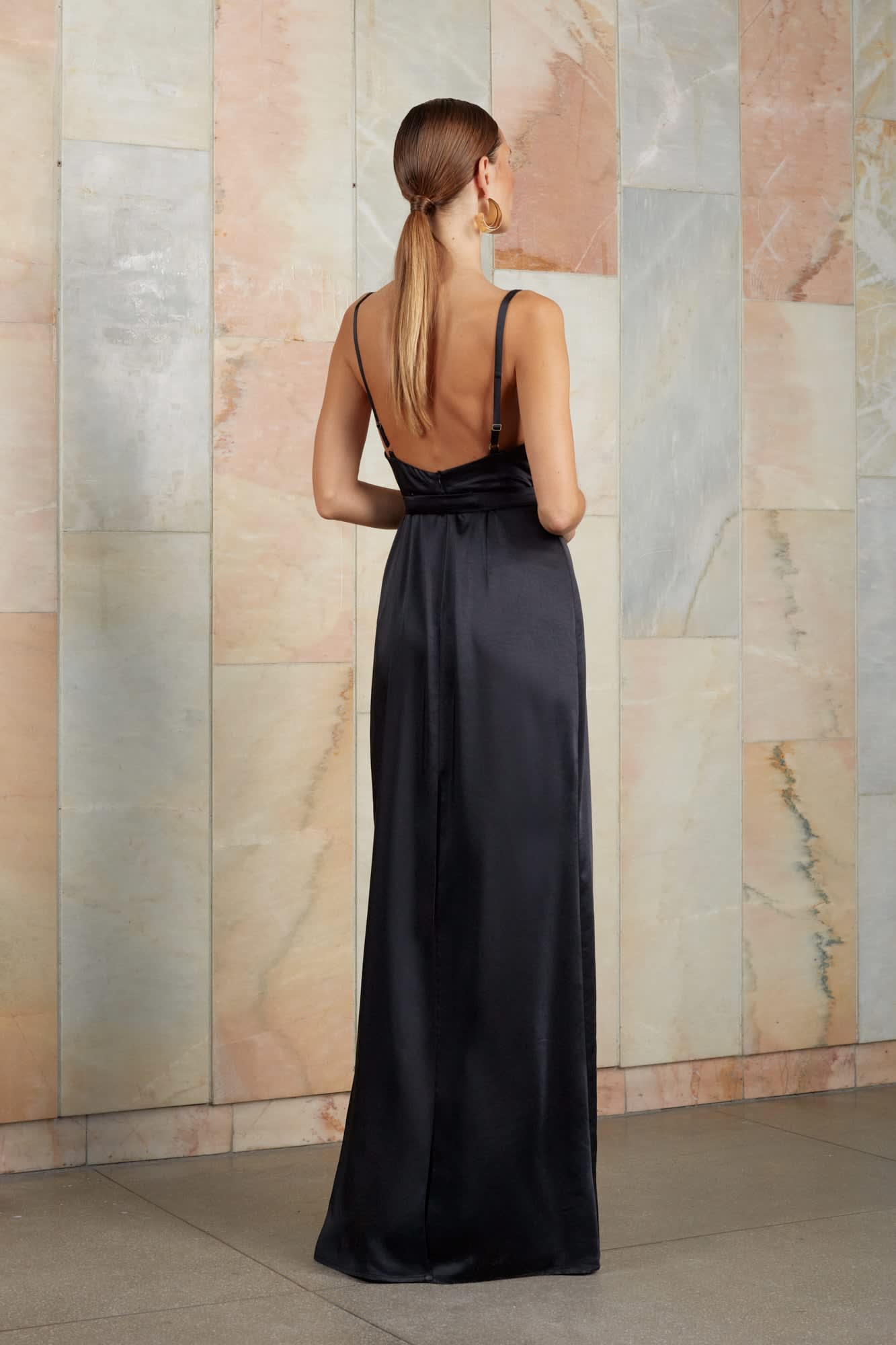 knee length dresses for ladies Throwing Shade Ombre Satin Open-Back Maxi Dress Ocean Blue / M
