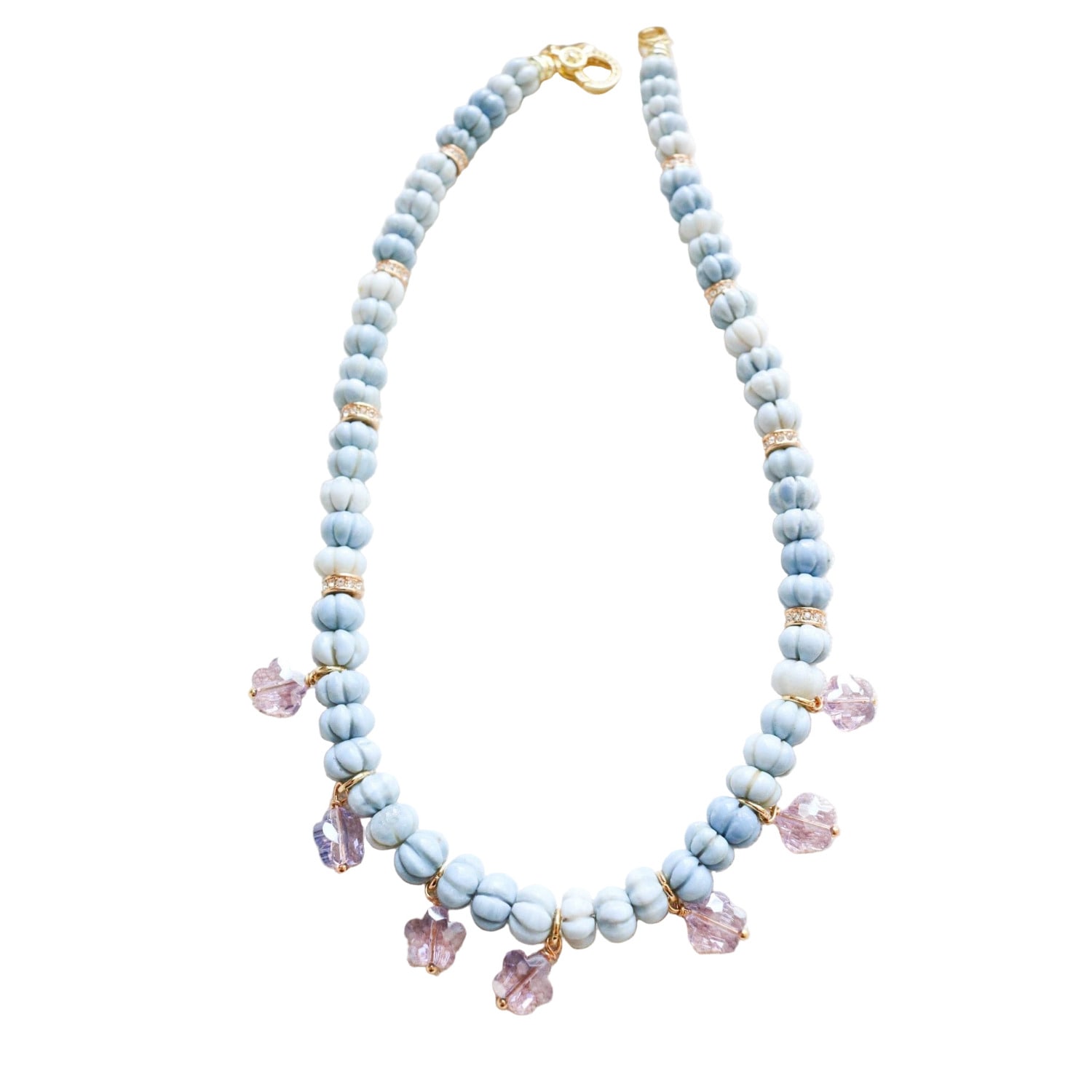 Taylor Reese Women's Gold / Blue / Purple Carved Blue Opal Necklace