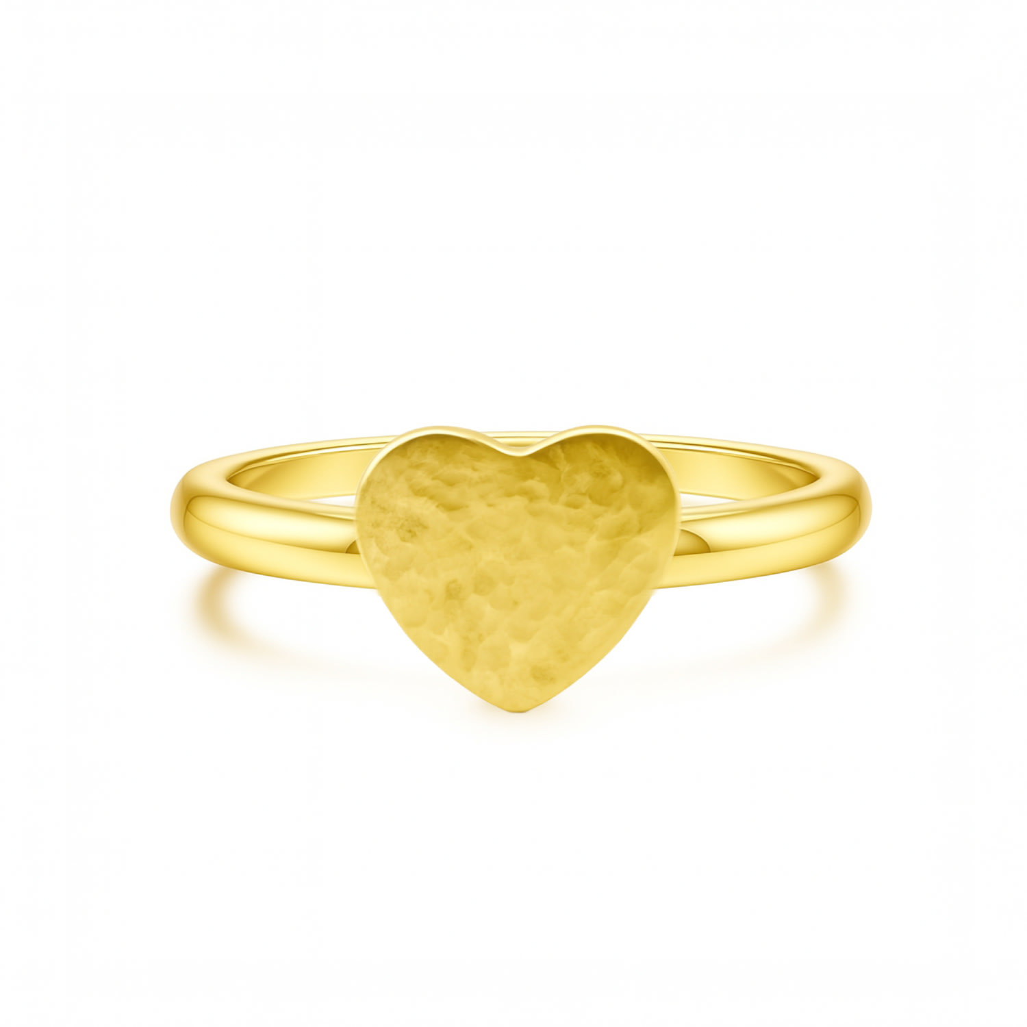 Unaloe Women's Small Hammered Heart Ring In Sterling Silver With Gold Plated Adjustable -  Minimal Lo In Gold