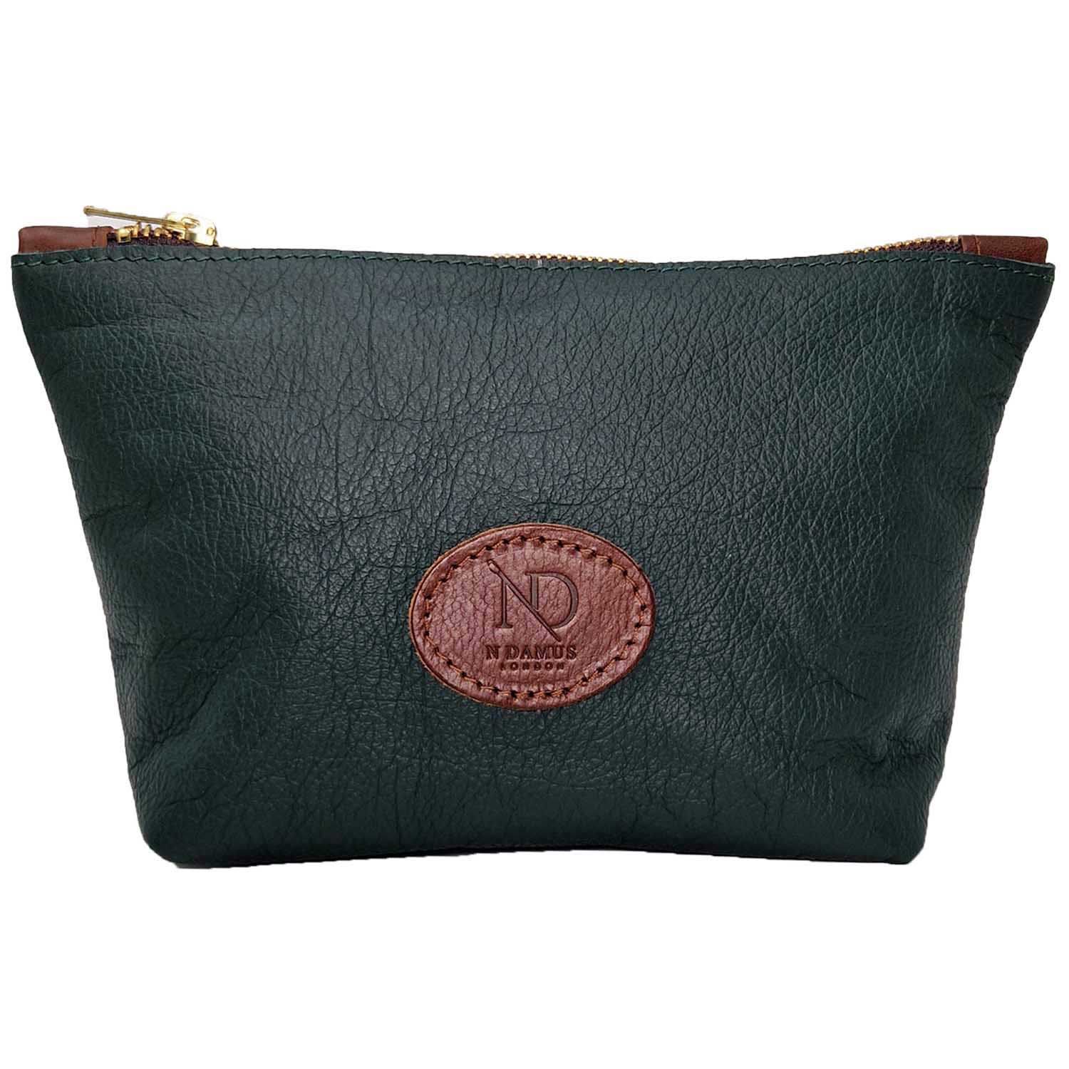 N'damus London Green Altantic Pine Leather Toiletry Case In Green