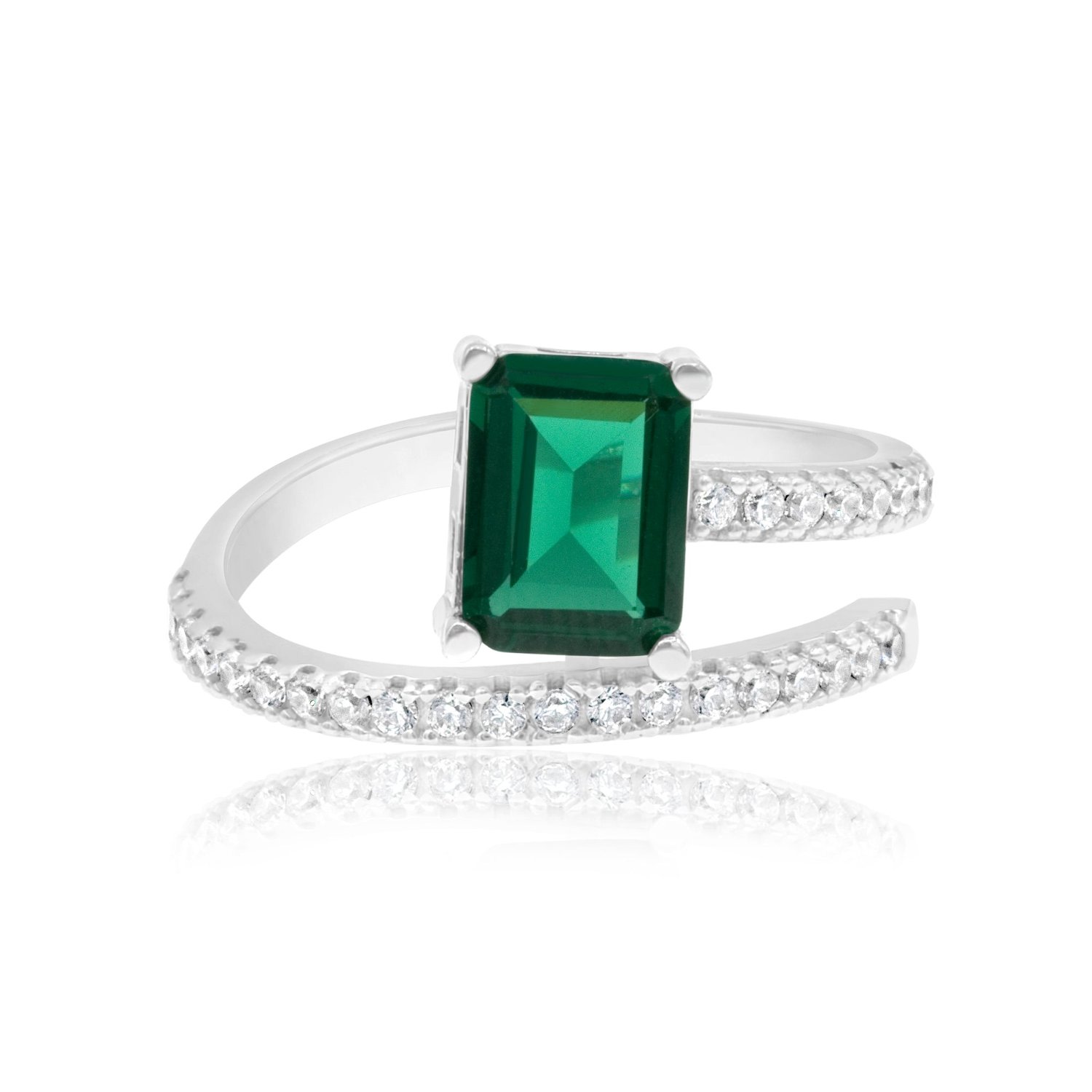 Shymi Cubic Zirconia Bypass Statement Ring In Green
