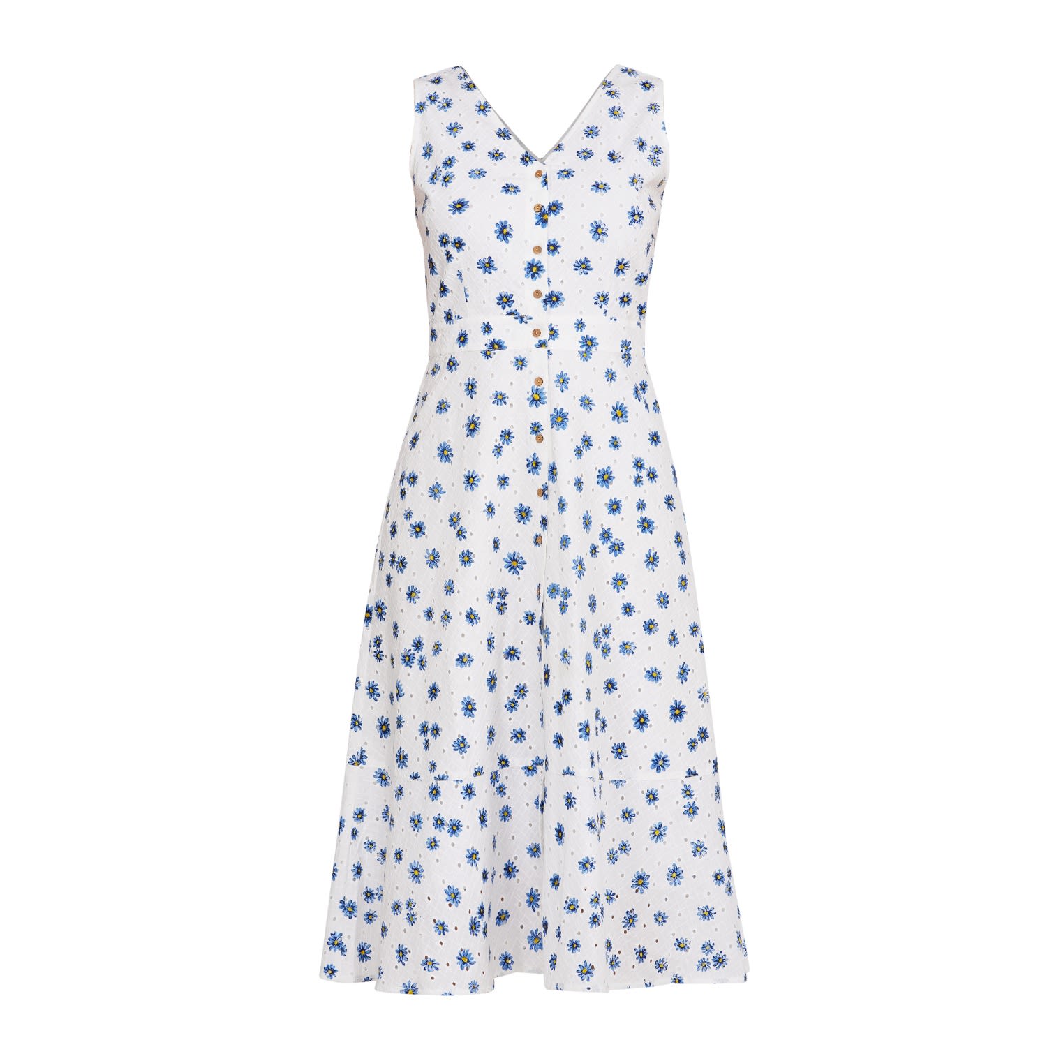Em & Shi Women's White Daisy Day Button Down Dress In White