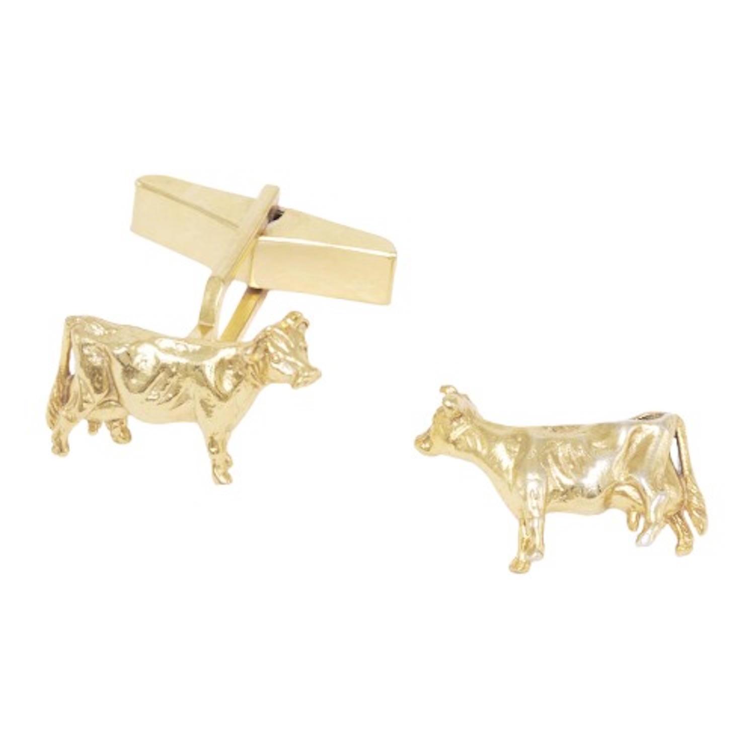 Simon Kemp Jewellers Men's Cow Cufflinks Eighteen Carat Gold On Silver