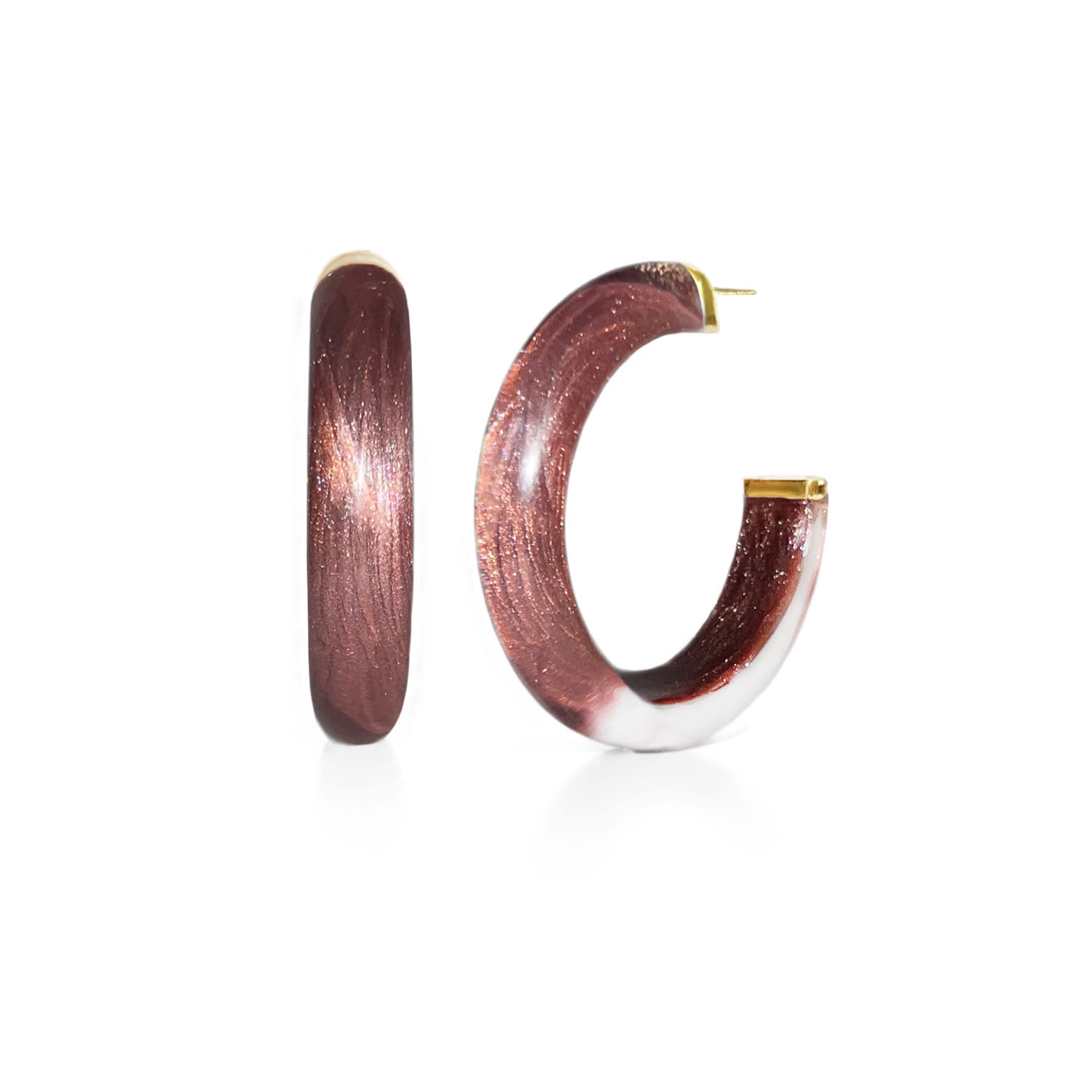 Gold & Honey Women's Gold / Brown Medium Illusion Hoops In Cocoa In Brown