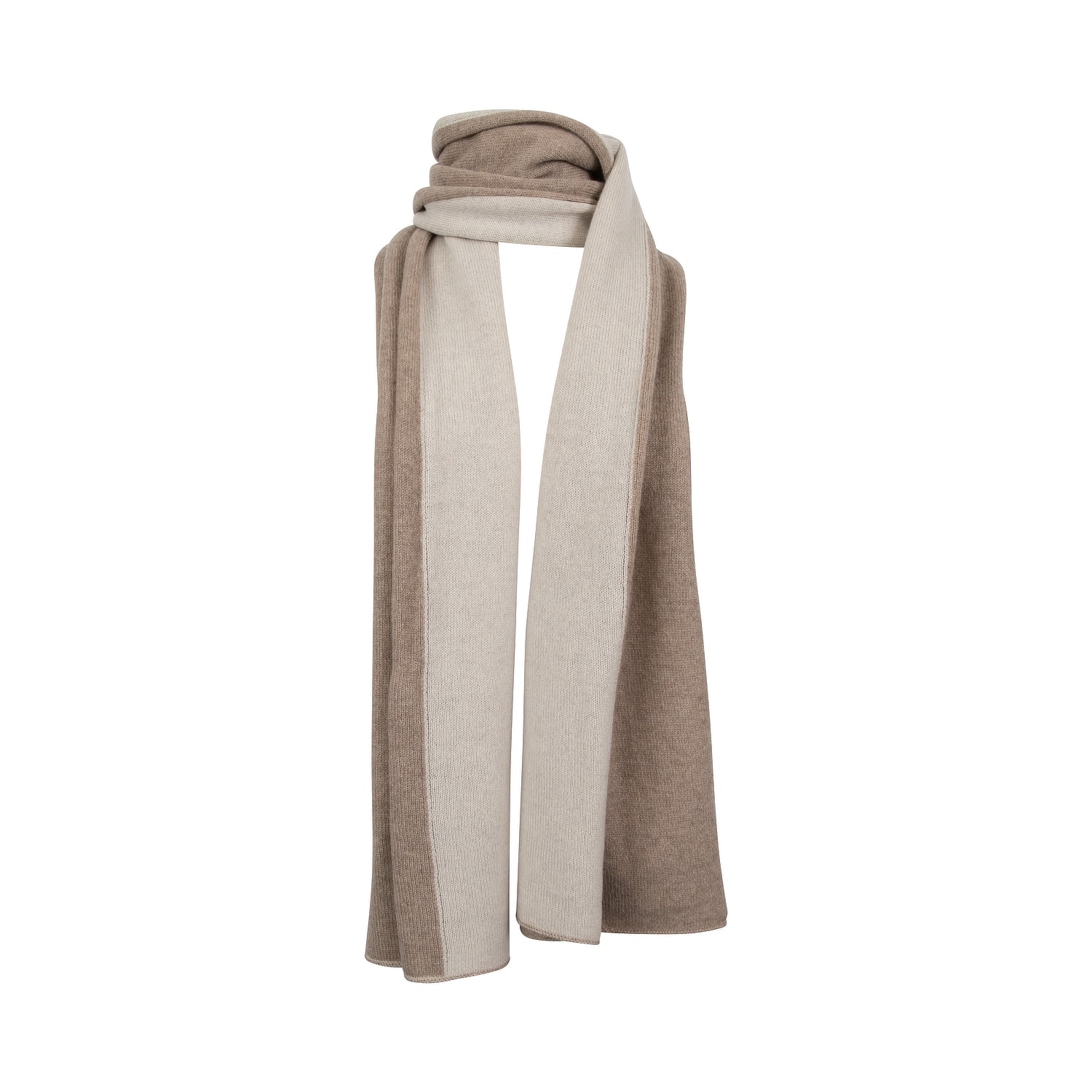 Women’s Brown / White Cashmere Shawl In Cream/ Peppered Brown One Size Caz Studio