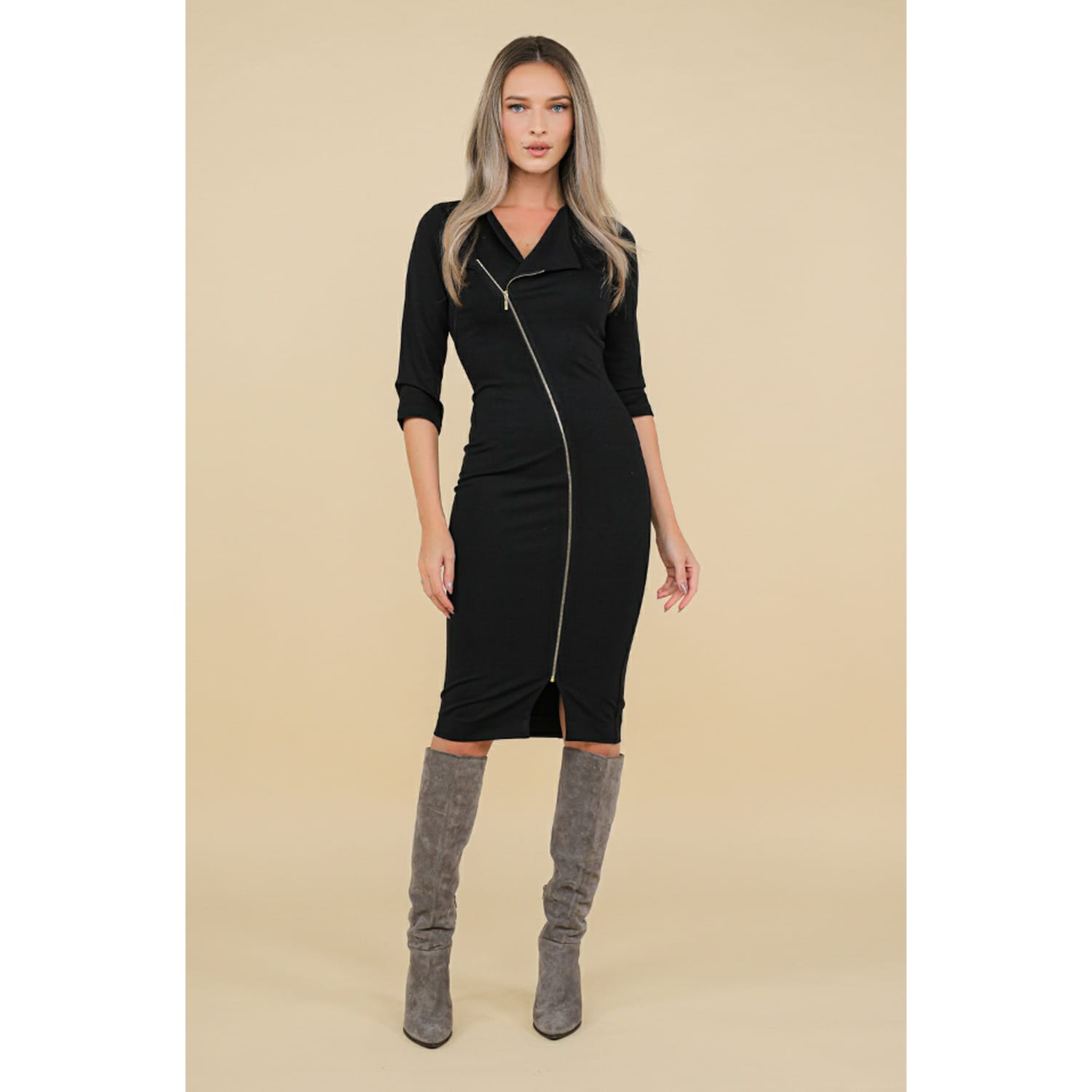 chelsea zipped jersey midi dress in black Shop & ROSERRY Unmatched Wolf sangeet lehengas