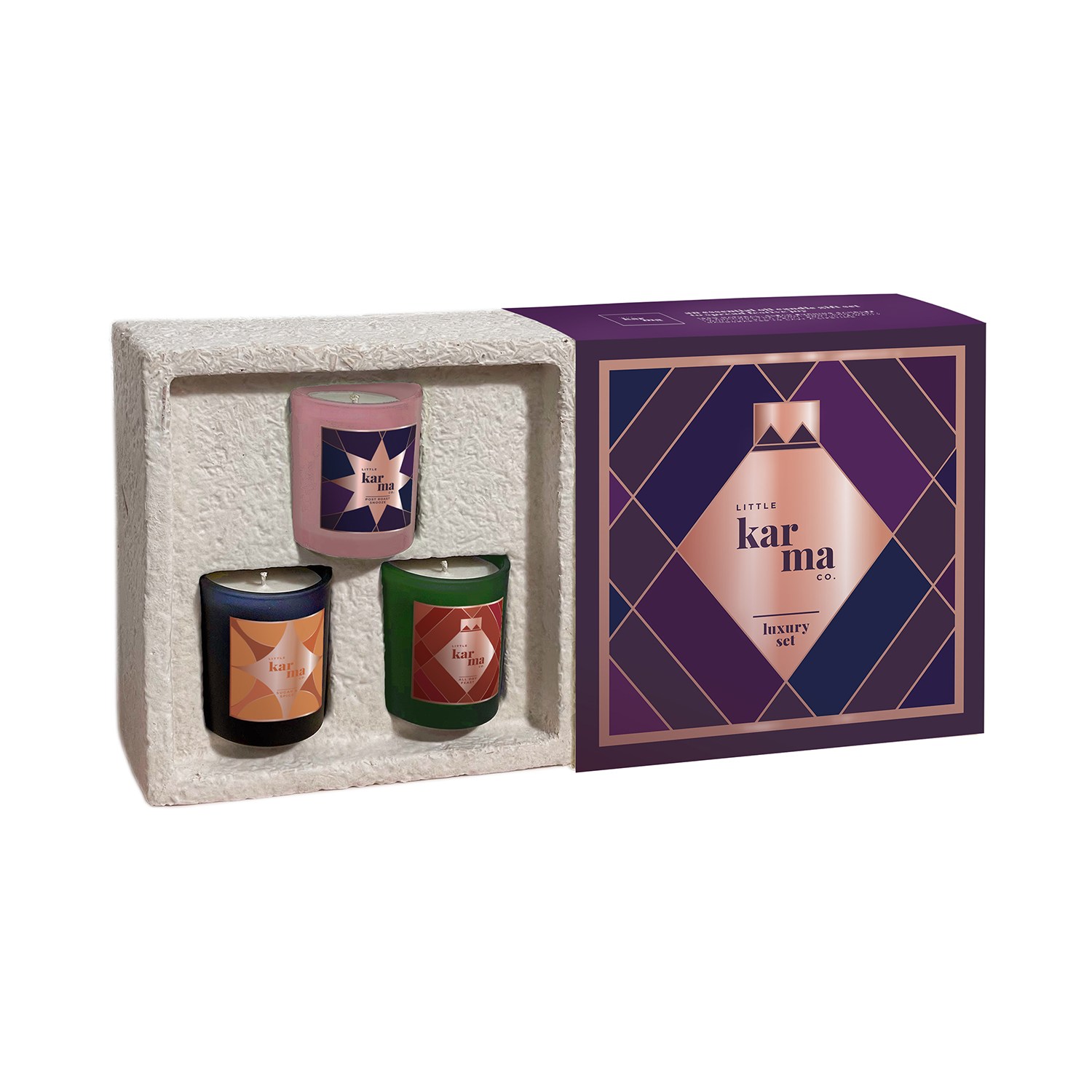 Little Karma Co. Ltd Green / Pink / Purple Luxury Christmas Scented Candle Gift Set