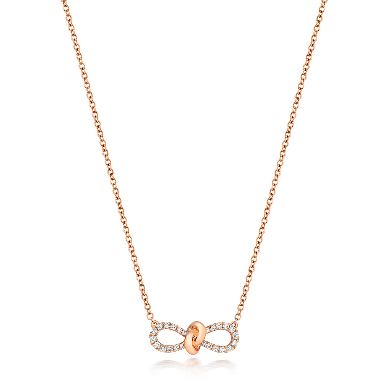 Women’s Diamond Bow Ribbon Necklace In Rose Gold Cervin Blanc