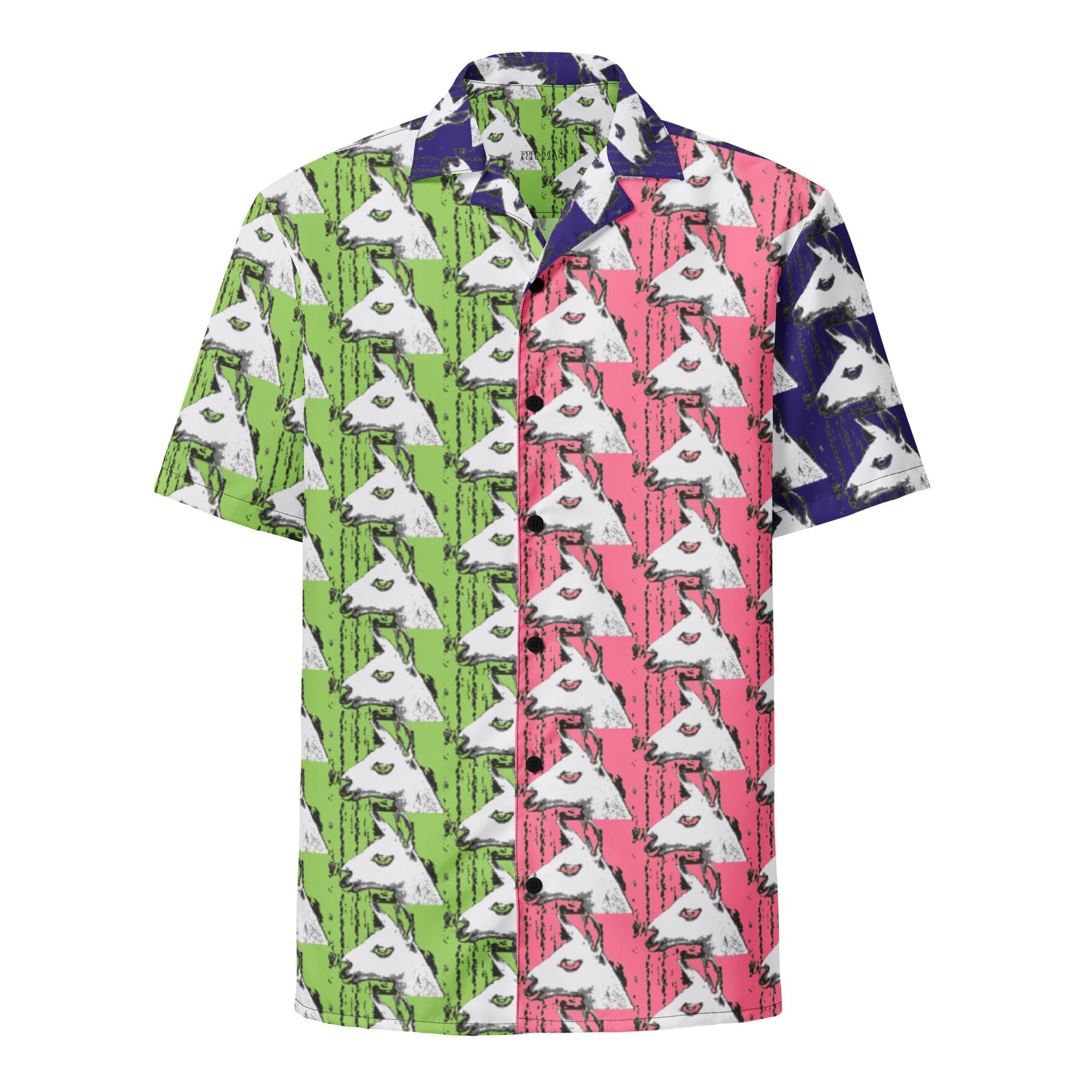 Men’s Green / Pink / Purple Llama Llama Unisex Button Down Color-Blocked T-Shirt Large Formula S7