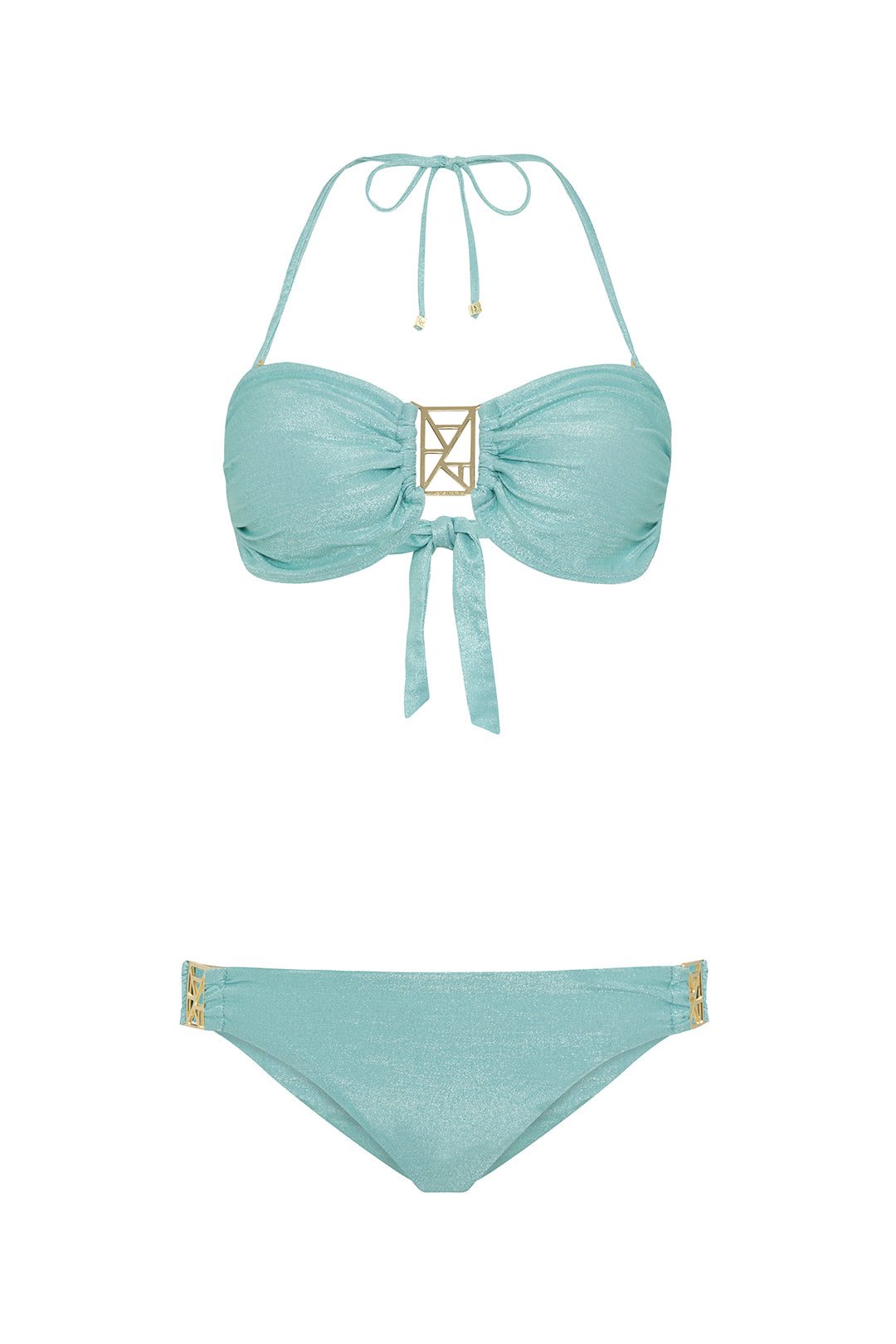 Leyla Maya Women's Green Kate Bandeau Bikini Set - Aqua Mist