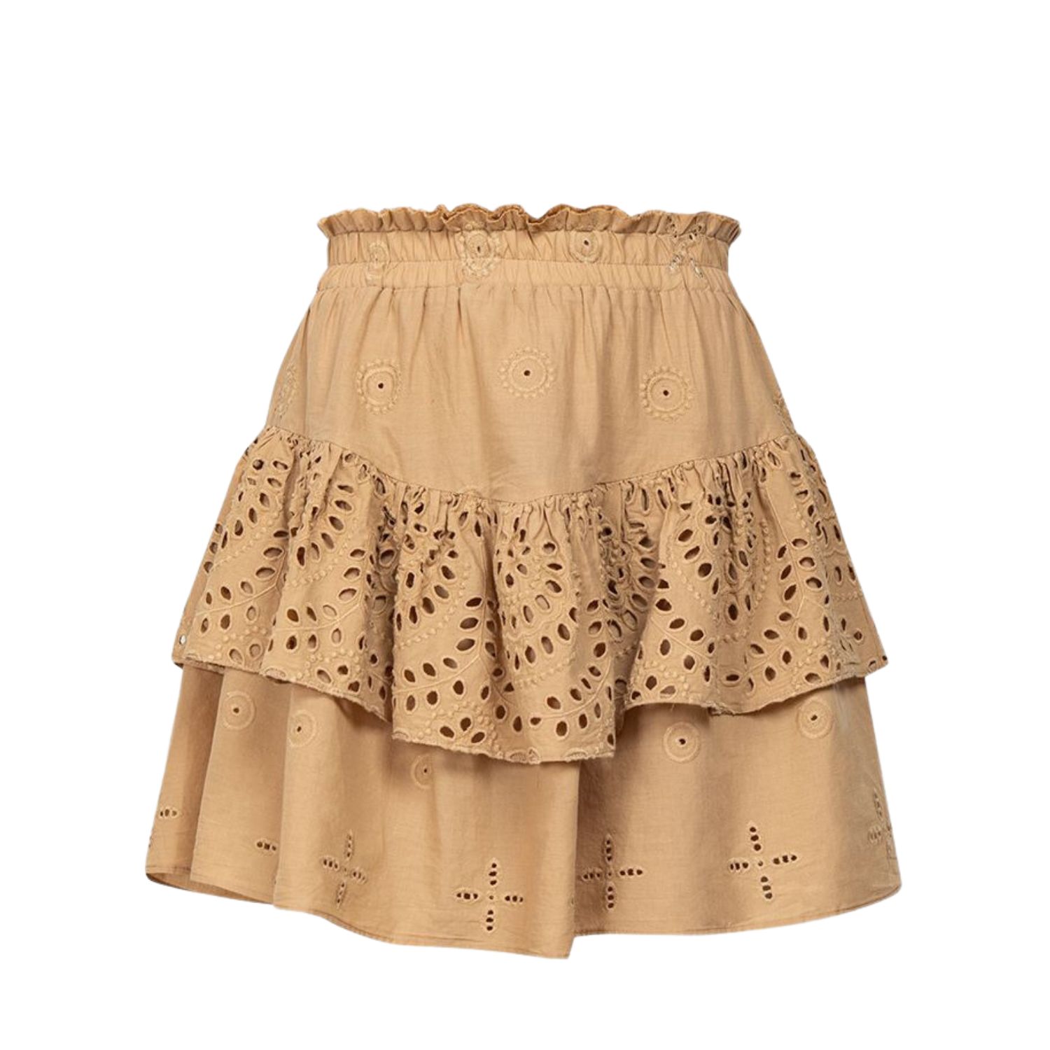 Women’s Brown Beige Skirt With English Embroidery Medium Clich Reborn