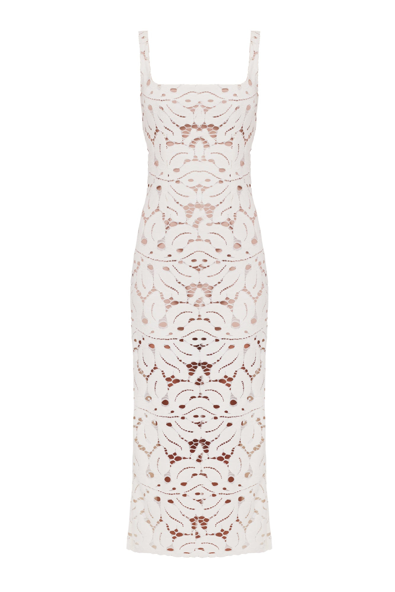 Undress Women's Otilia White Lace The Square Scoop Neckline Wedding Dress