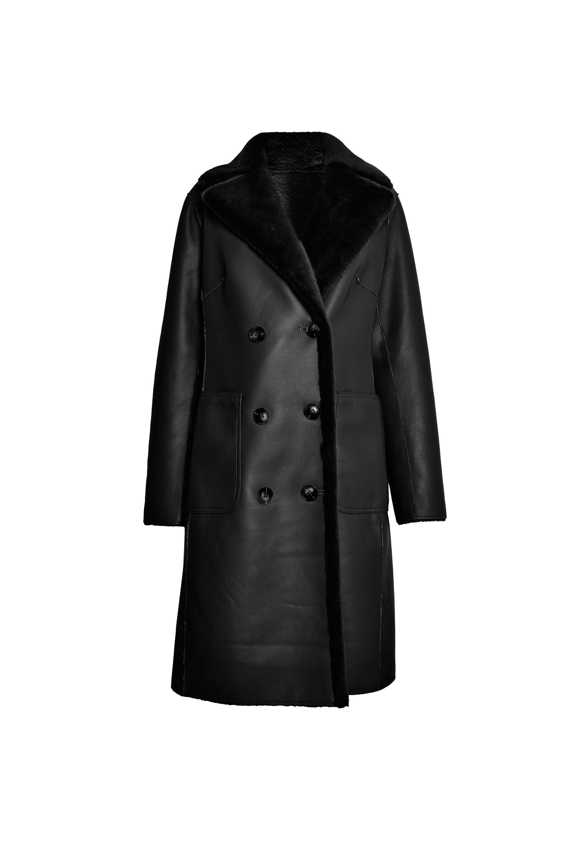 Women’s Reversible Faux Leather Coat Black Large James Lakeland