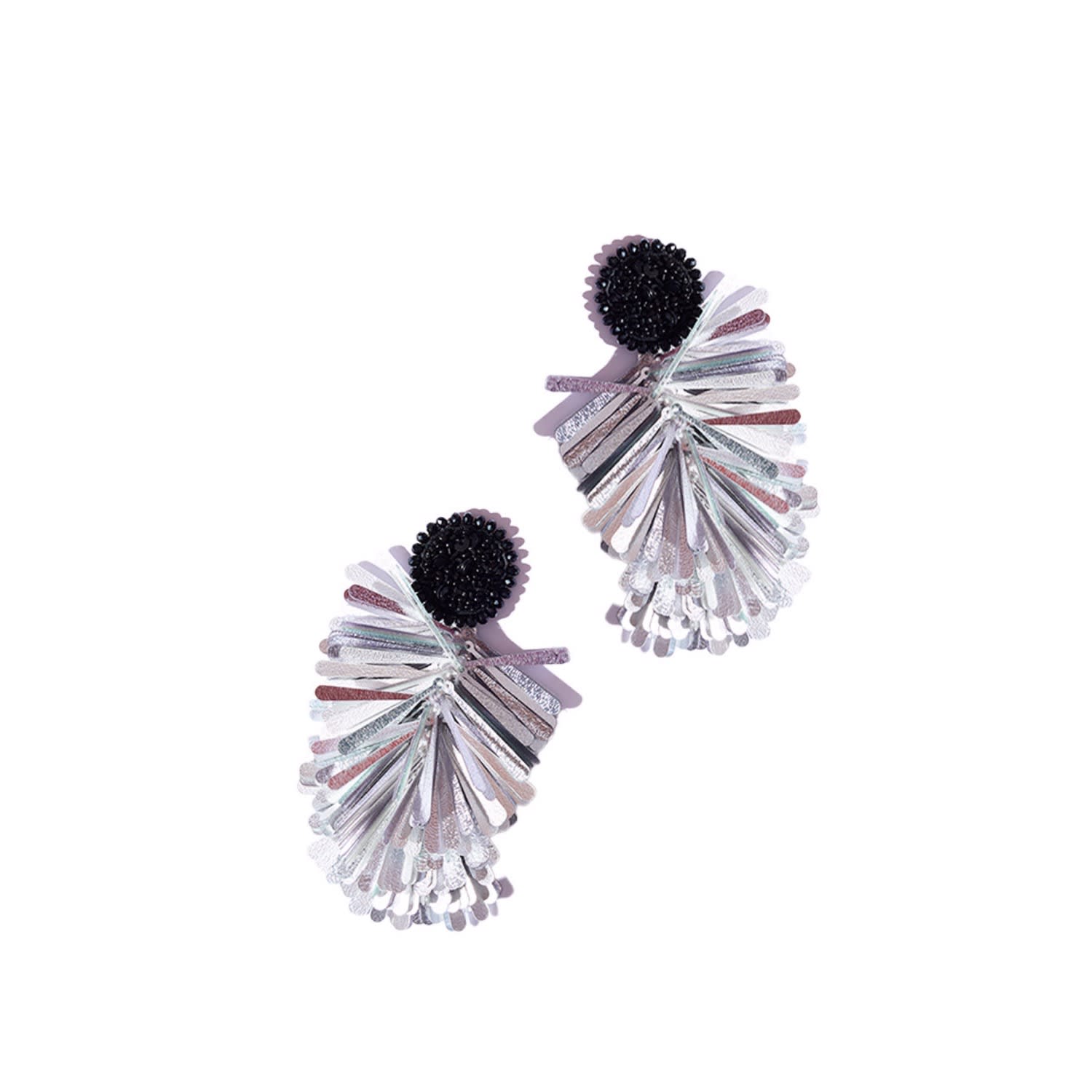 Simitri Women's Black / Silver Silver Fringe Earrings In Multi