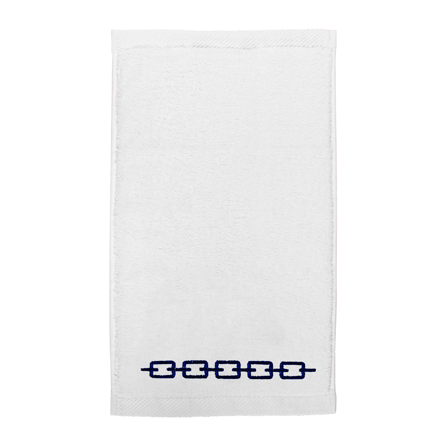 Km Home Collection Blue / White Navy Chain Embroidery Hand Towel In Multi