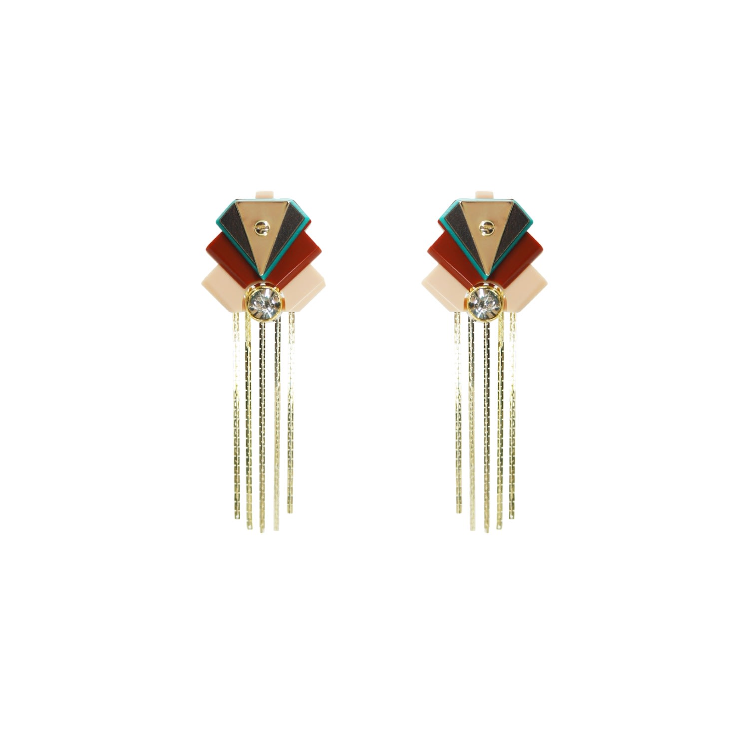 Gissa Bicalho Women's Acrylic Handmade Earring Pendant Fringes Empire Cinnamon In Multi