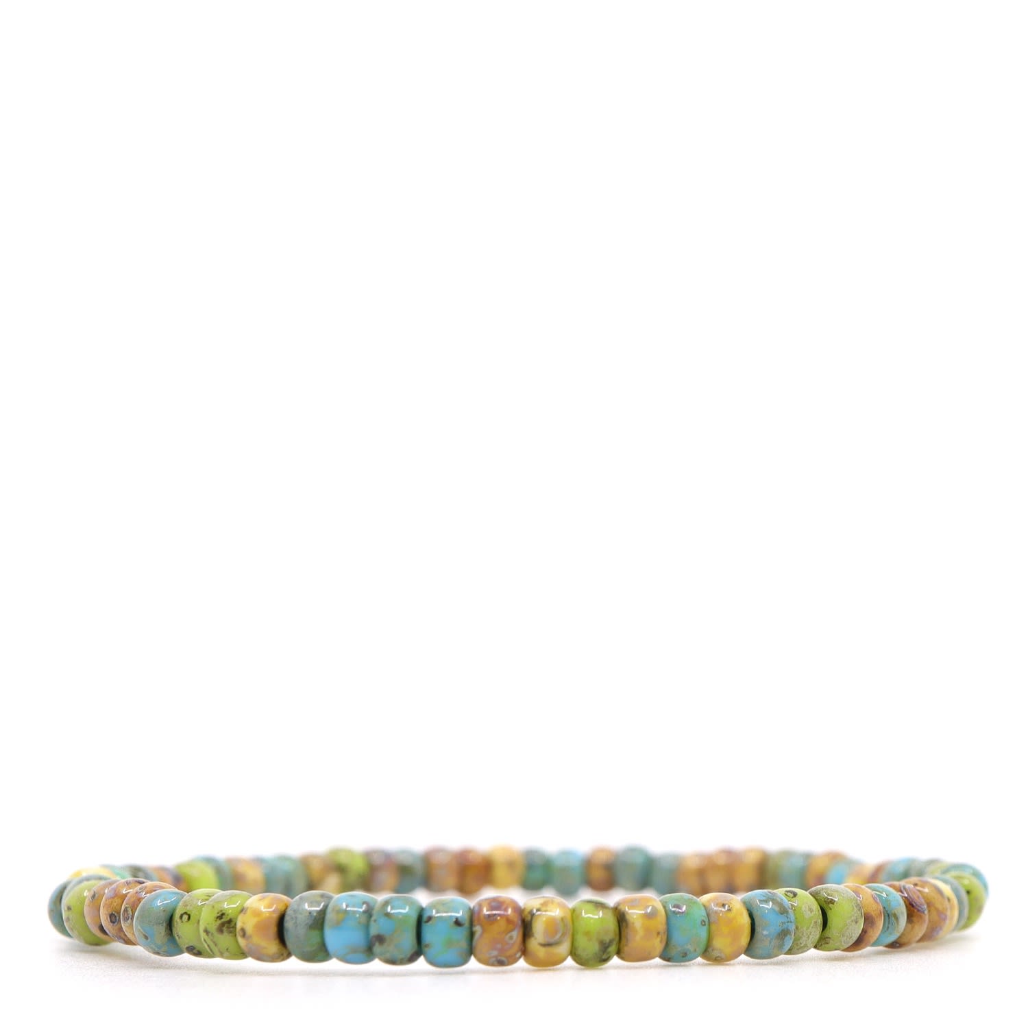 Shar Oke Men's Yellow, Green & Turquoise Czech Picasso Beaded Bracelet In Green