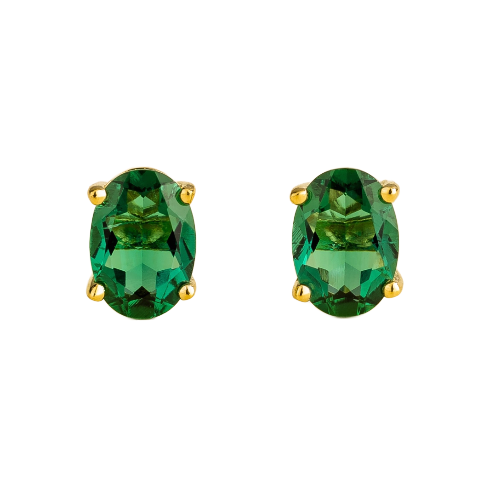 Juvetti Women's Green / Gold Ovo Gold Earrings Set With Emerald In Multi