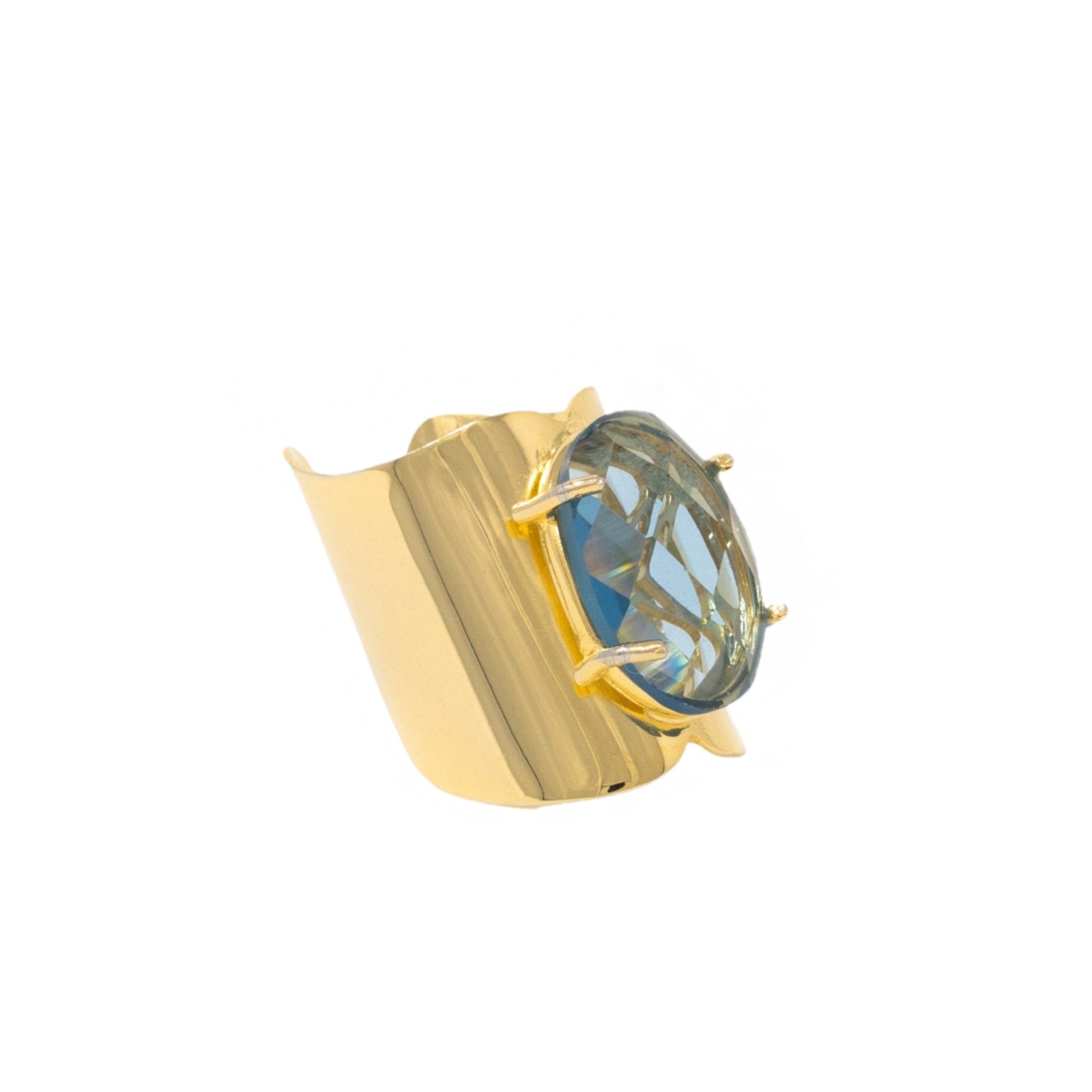 Women’s Gold / Black Gold Aquamarine Crystal Ring Georgina Jewelry