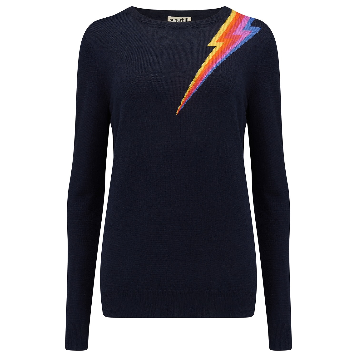 Sugarhill Brighton Women's Blue Velma Jumper Navy, Sunset Lightning Flash In Blue