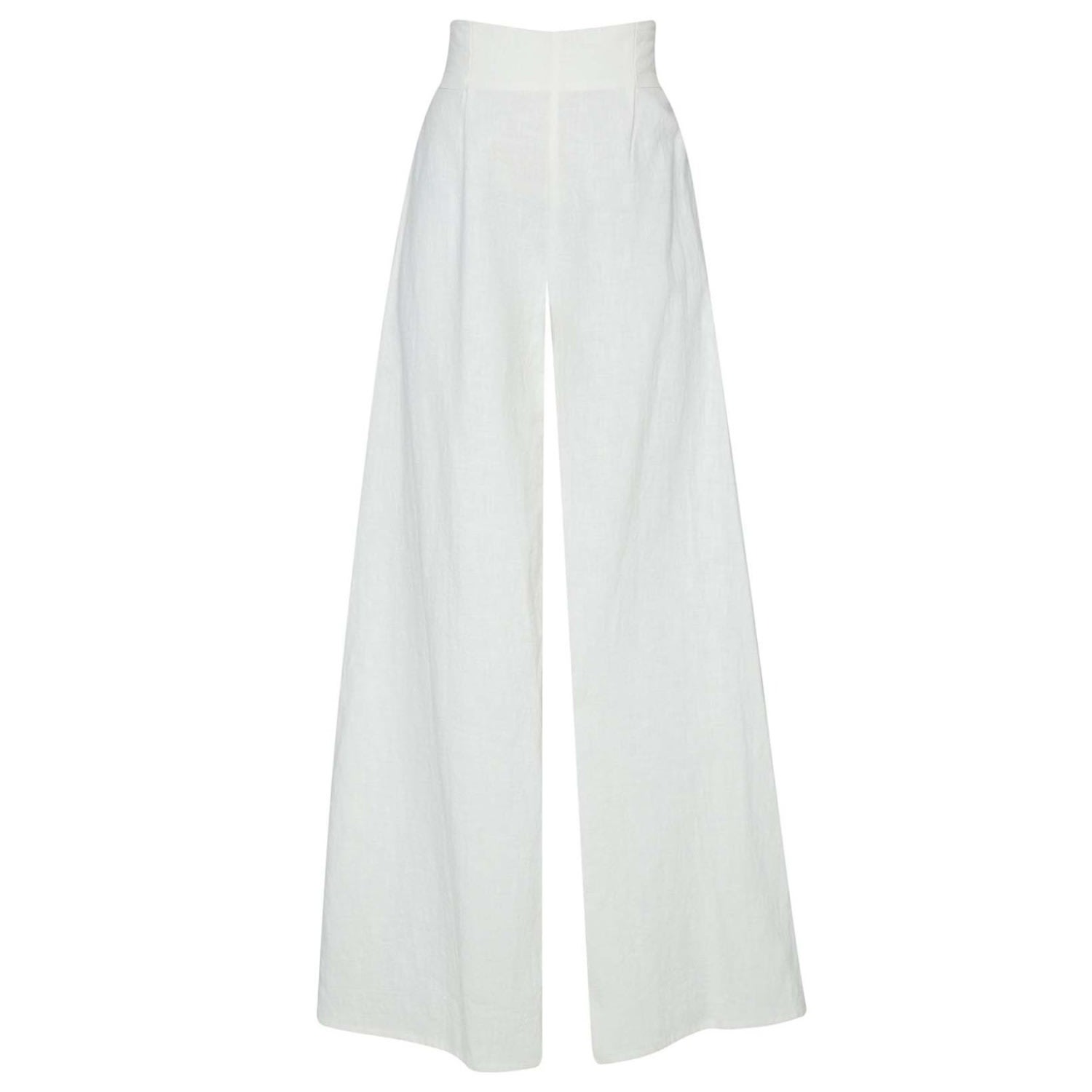 State Of Georgia Women's Bodene Wide Leg Suit Pant Off White / Charocoal Buttons In White