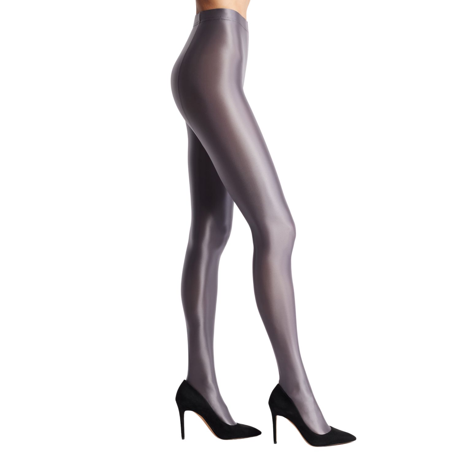High Heel Jungle By Kathryn Eisman Women's Satin Finish Tights - Dark Grey In Grey