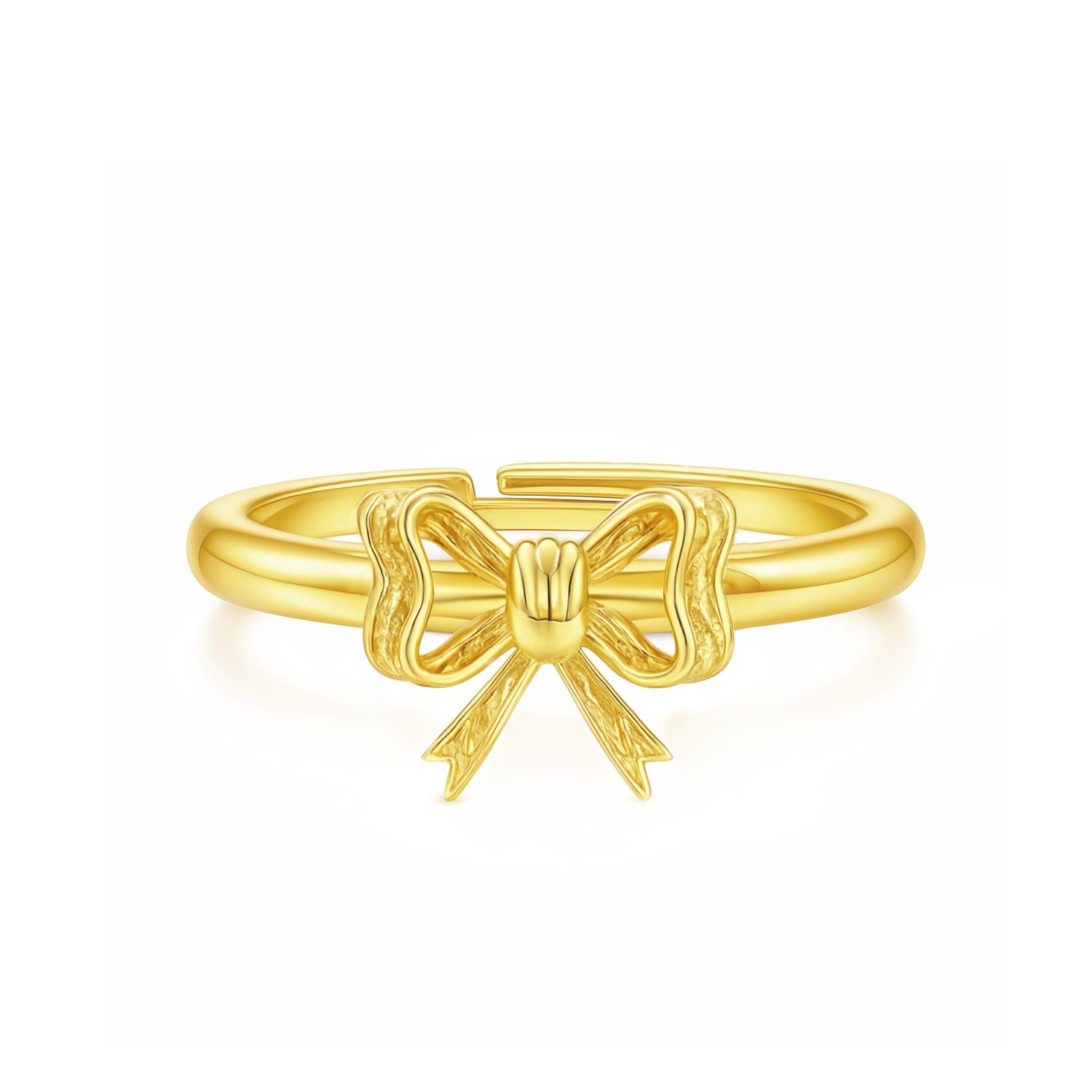 Unaloe Sterling Silver With Gold Plated Bow Ring – Romantic, Elegant, Adjustable -  Handmade Ring For In Gold