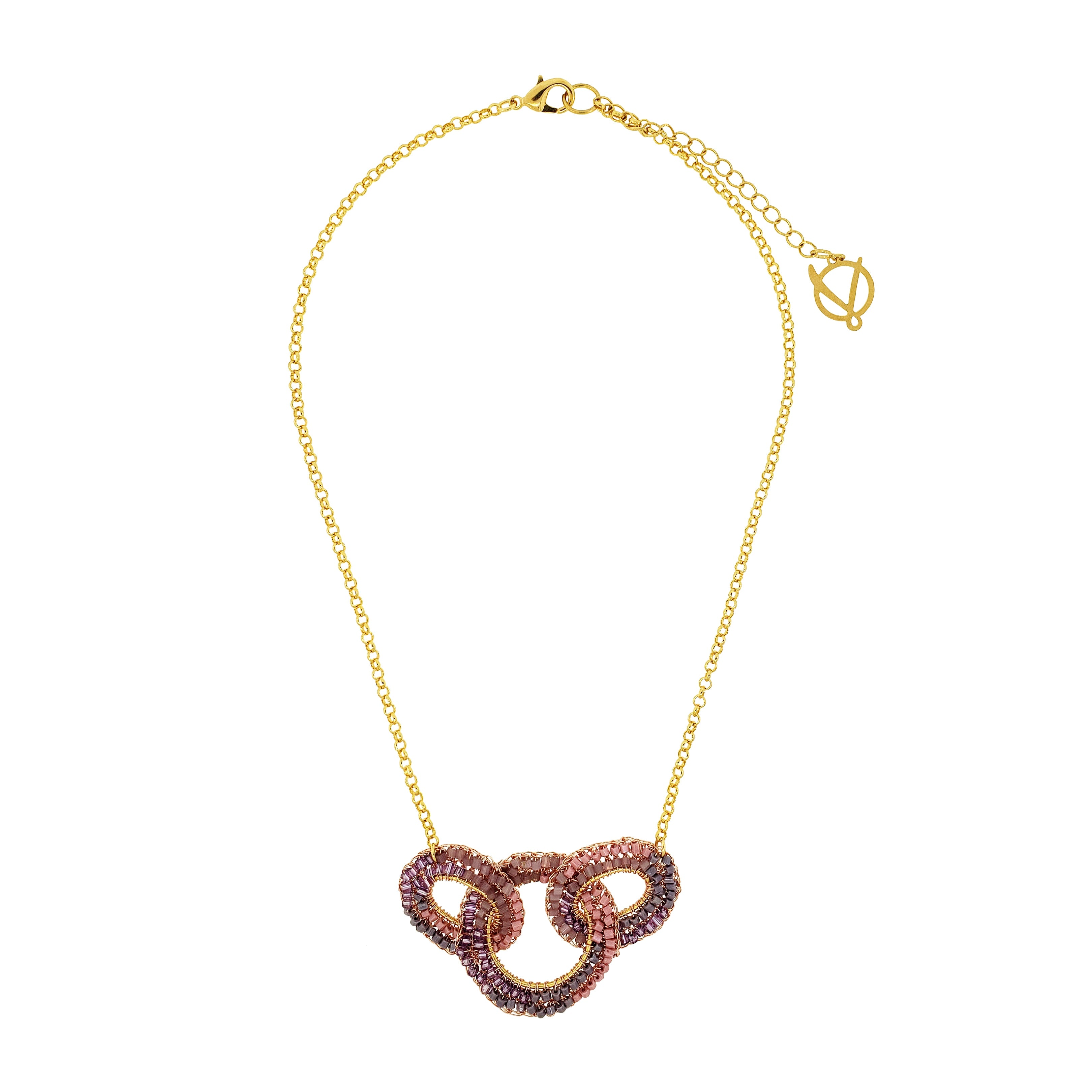 Lavish By Tricia Milaneze Women's Gold / Pink / Purple Breeze Lavender Mix Artemis Handmade Crochet Necklace