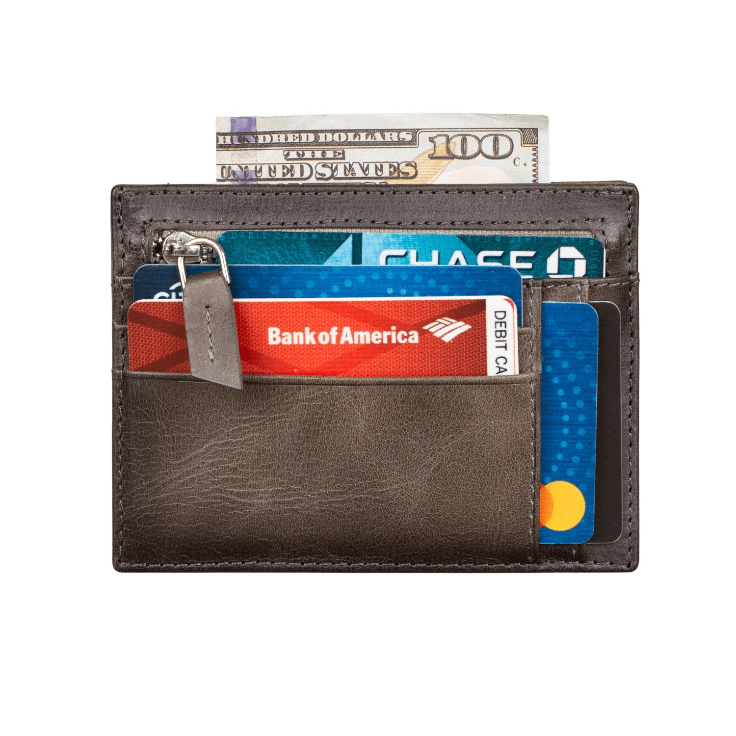 Leathere Women's Grey Vibrant Leather Card Holder With Zipper Pocket - Gray - Concord