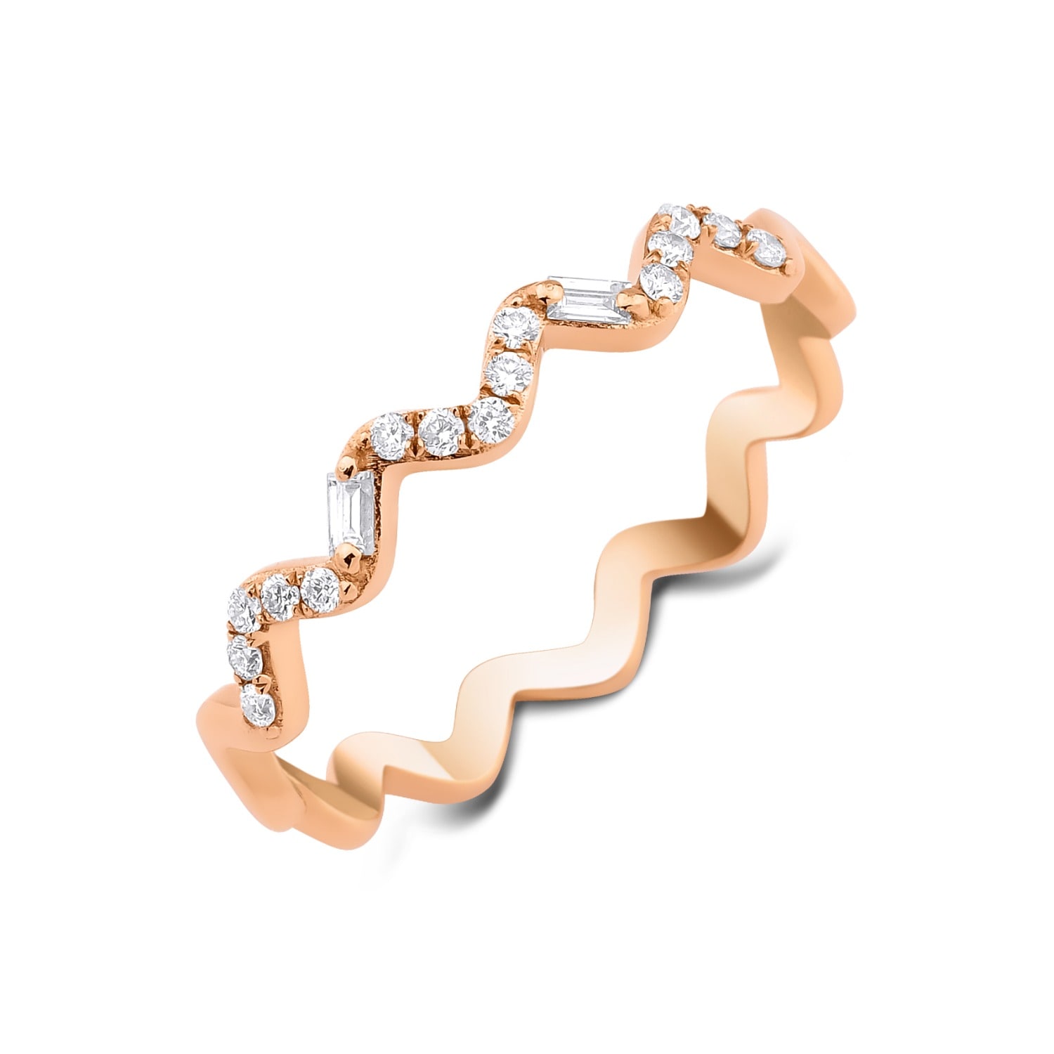Melez Mini Atelier Women's Rose Gold / White / Gold Nova Ring - Solid Rose Gold With Diamonds