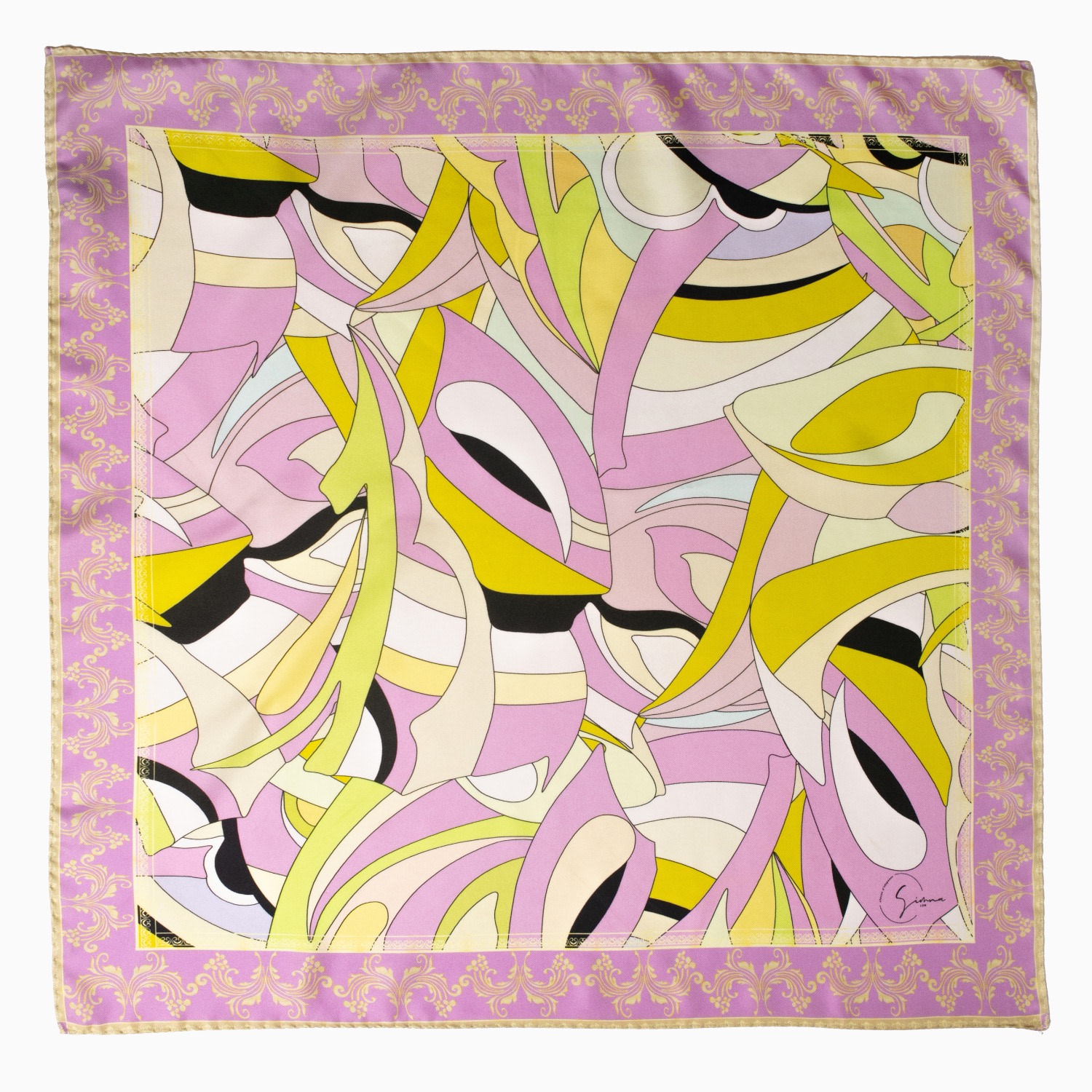 Women’s Pink / Purple Mystic Waves Satin Silk Scarf In Lavender - Large Large Simna Ldn