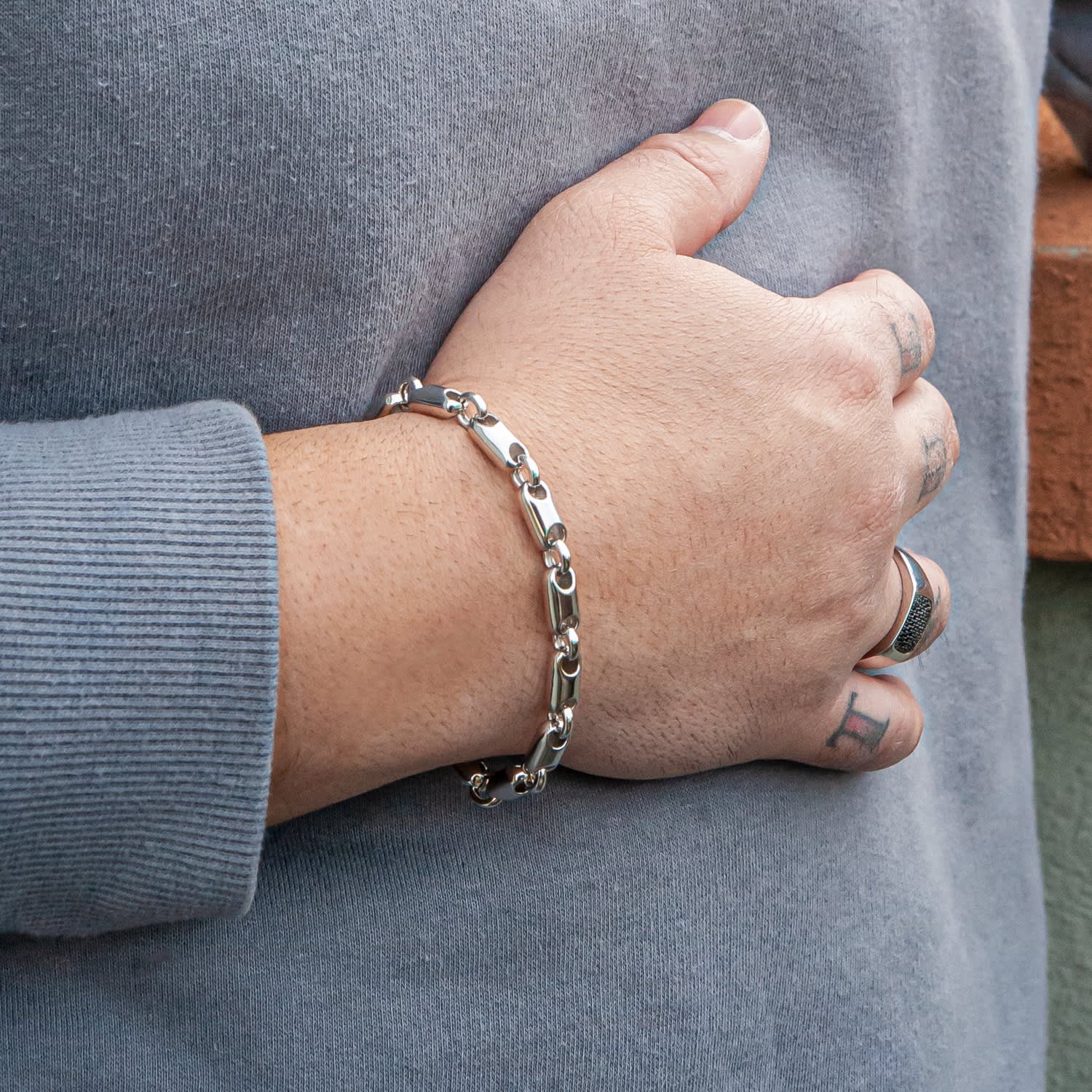 Men'S Silver Chain Bracelet by Miki & Jane