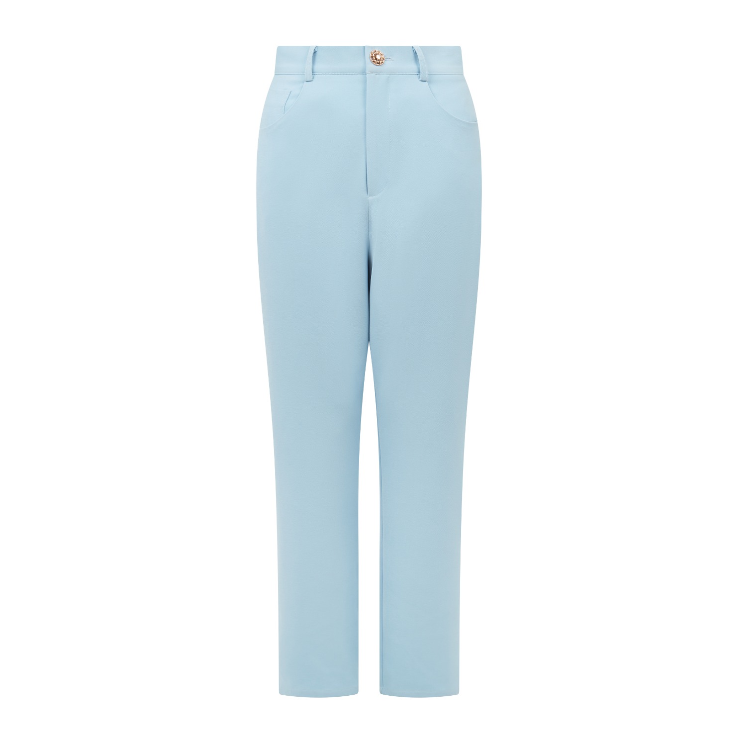 Sour Figs Women's Medallion Button Tailored Cigarette Trousers In Powder Blue In Blue
