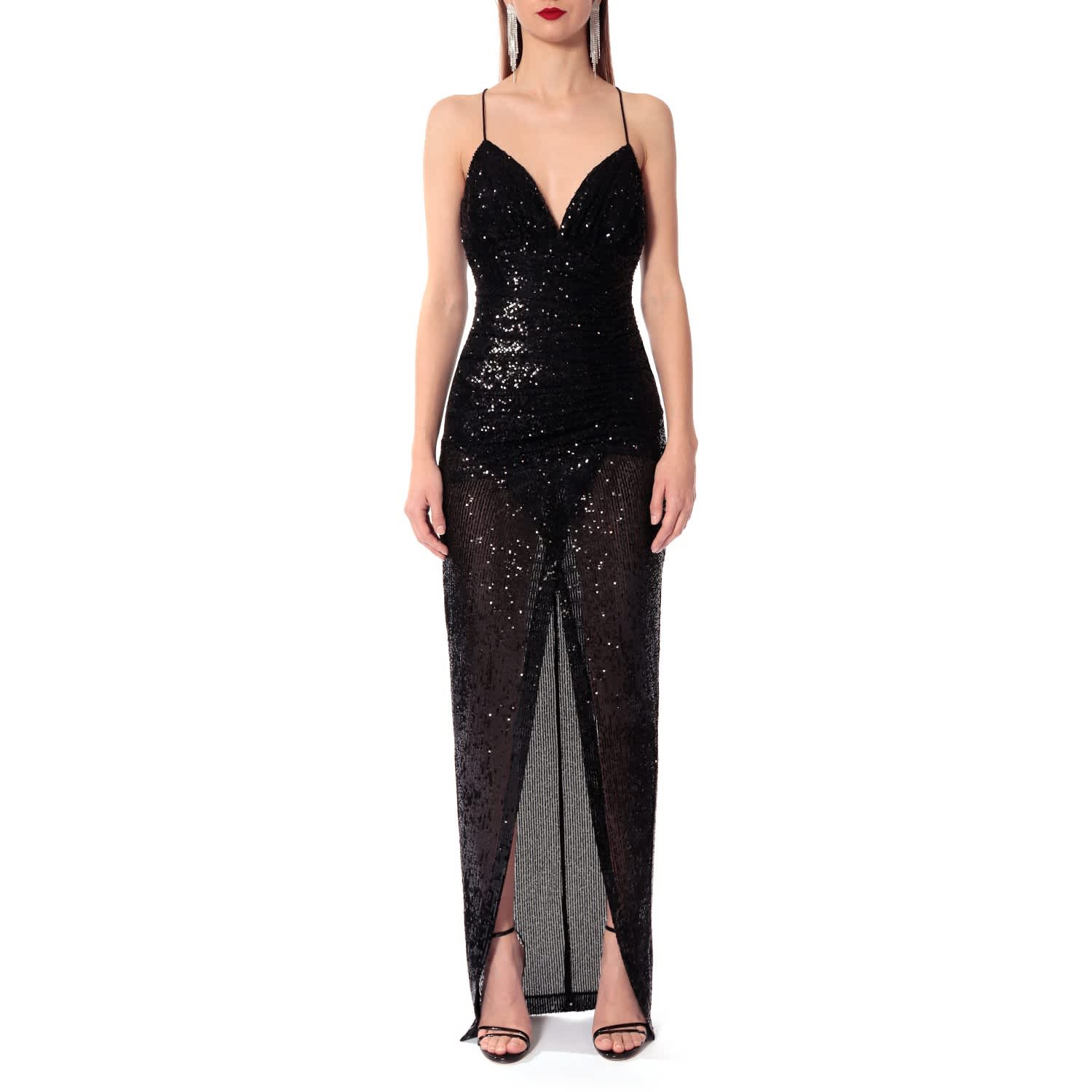 black sparkle maxi dress Baltic Born Womens Julia Sequin Maxi Dress | Black